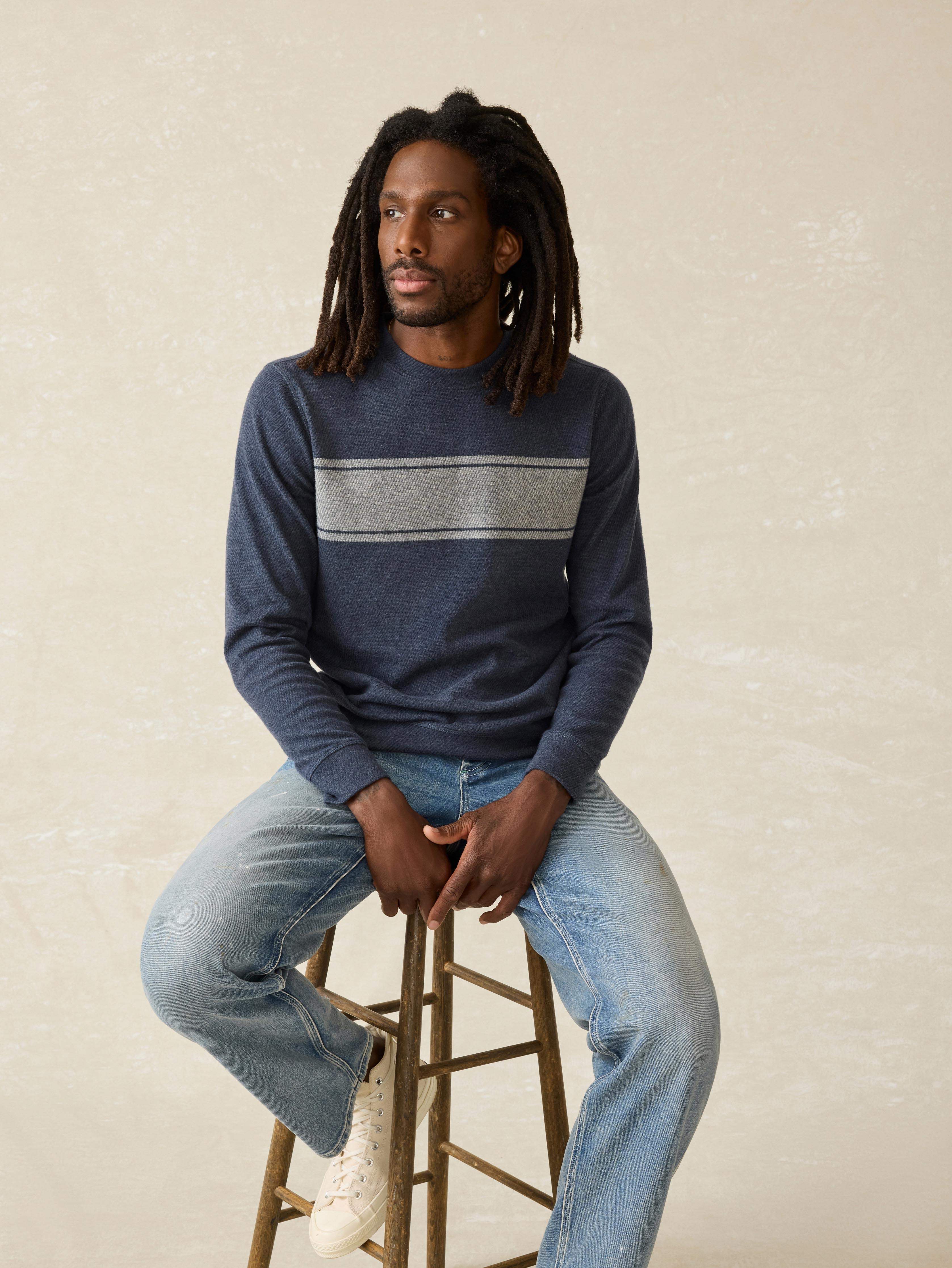 Legend™ Surf Stripe Sweater Crew - Brighton Navy Surf Stripe | Faherty Brand