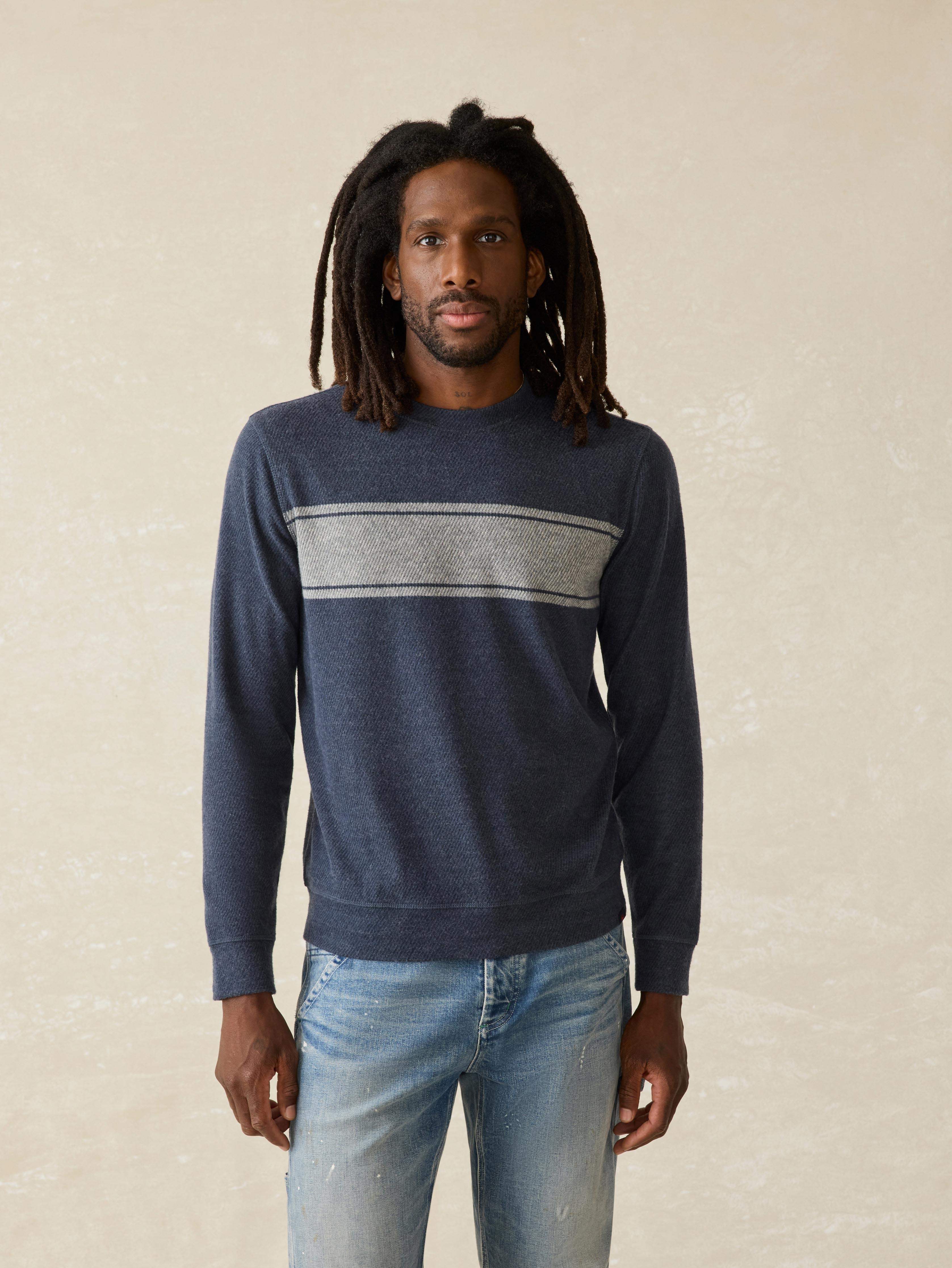 Legend™ Surf Stripe Sweater Crew - Brighton Navy Surf Stripe | Faherty Brand
