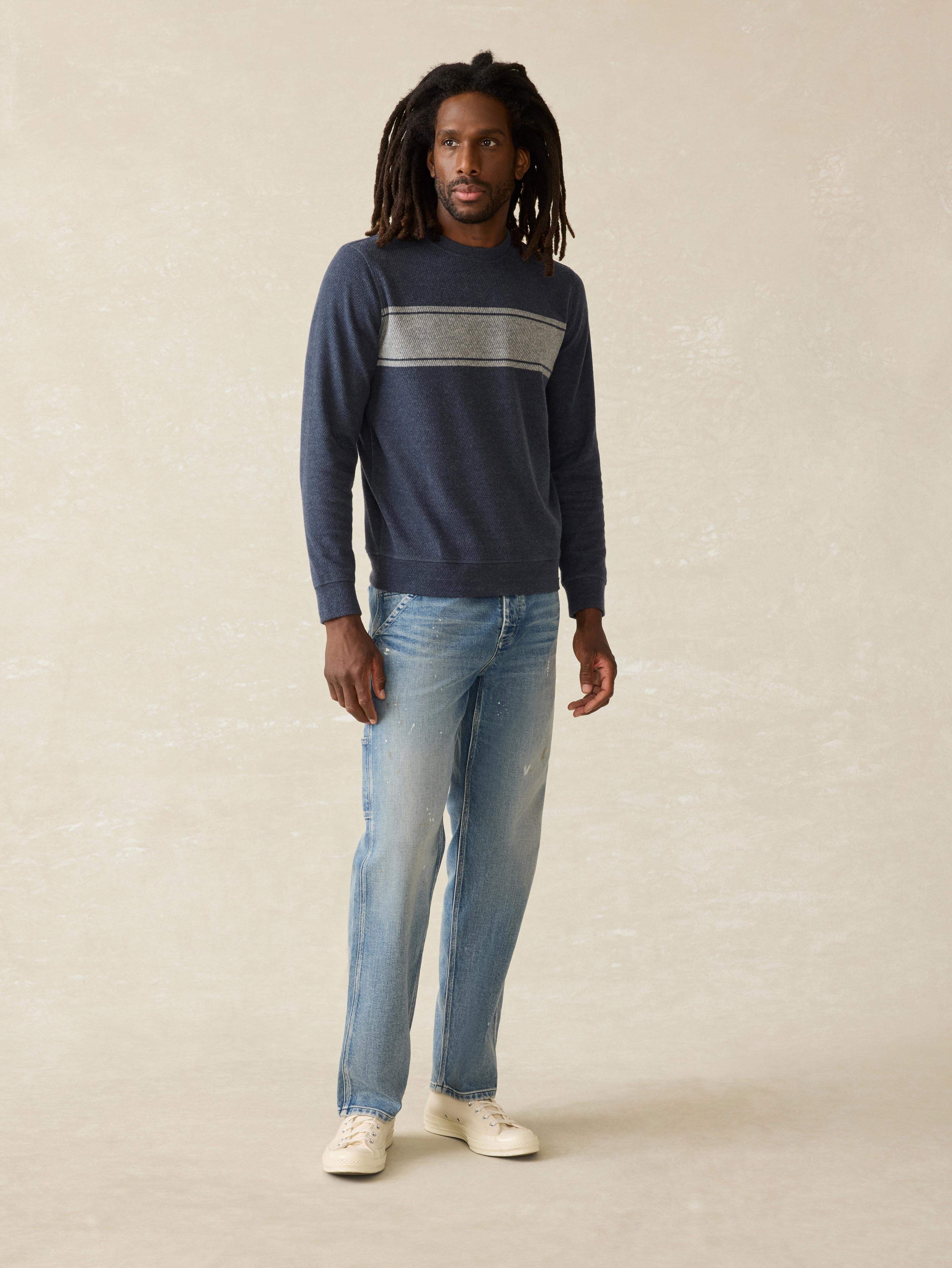 Legend™ Surf Stripe Sweater Crew - Brighton Navy Surf Stripe | Faherty Brand