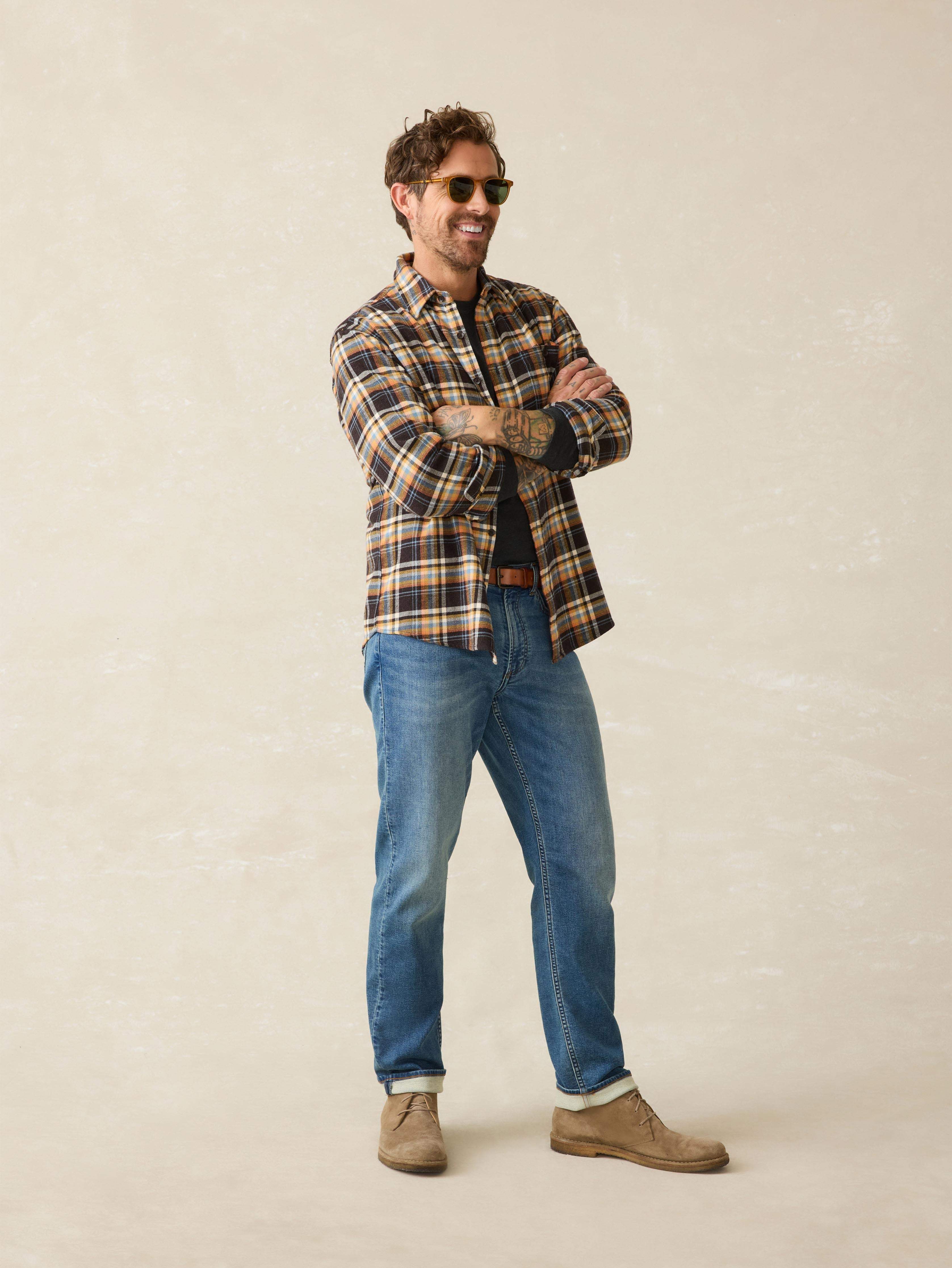 Super Brushed Flannel - Walnut Wood Plaid | Faherty Brand