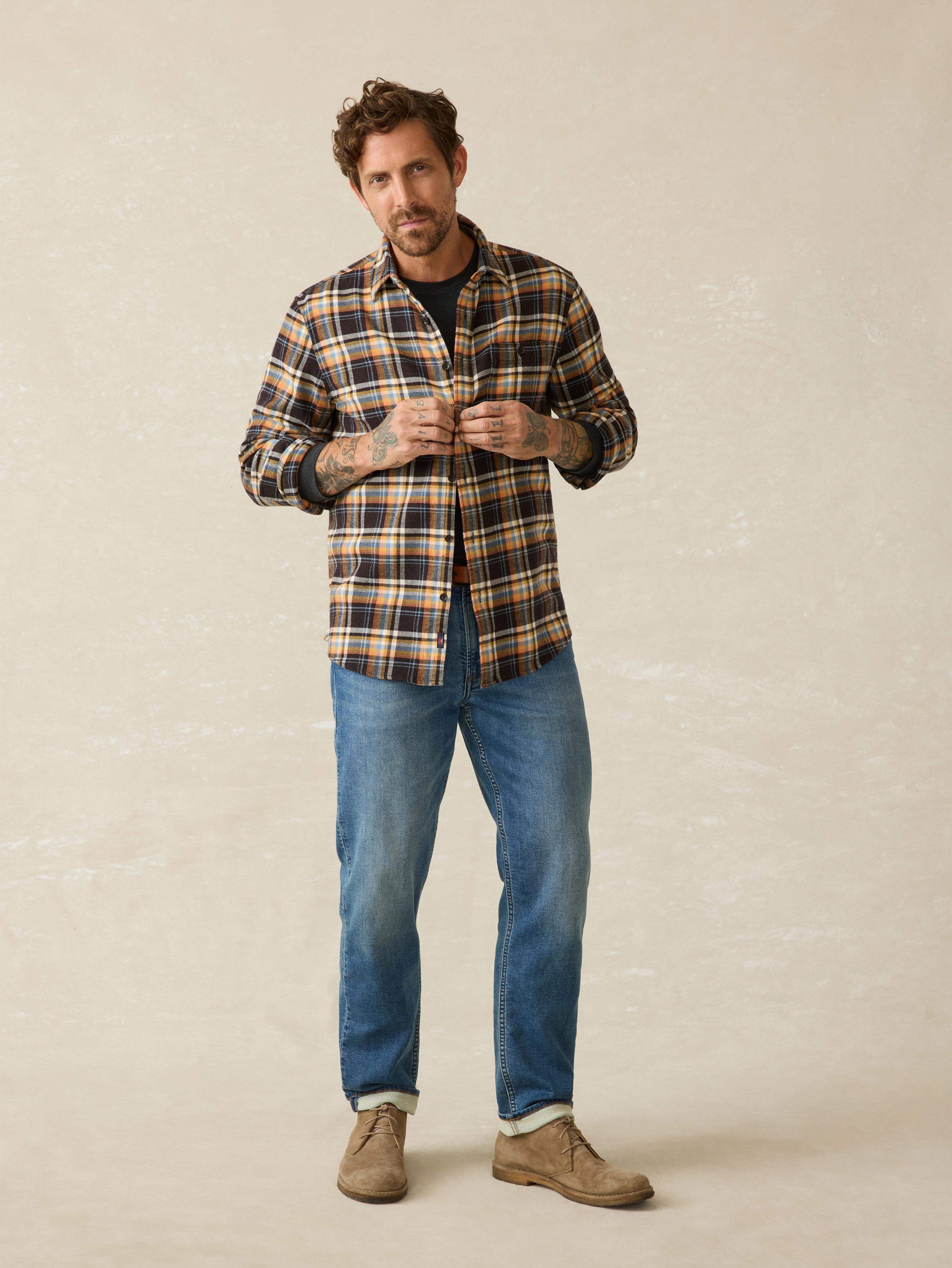 Super Brushed Flannel - Walnut Wood Plaid | Faherty Brand
