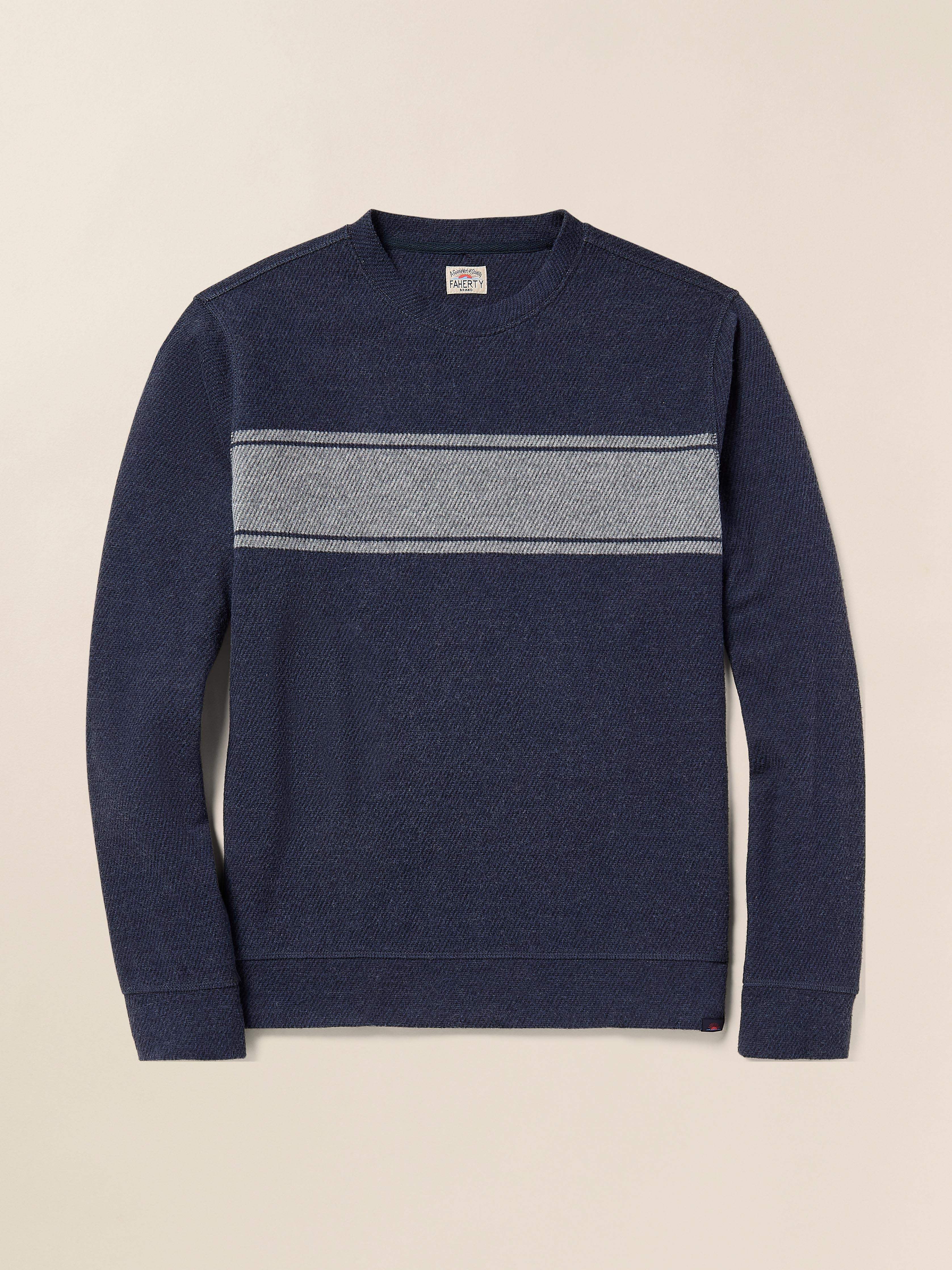 Legend™ Surf Stripe Sweater Crew - Brighton Navy Surf Stripe | Faherty Brand