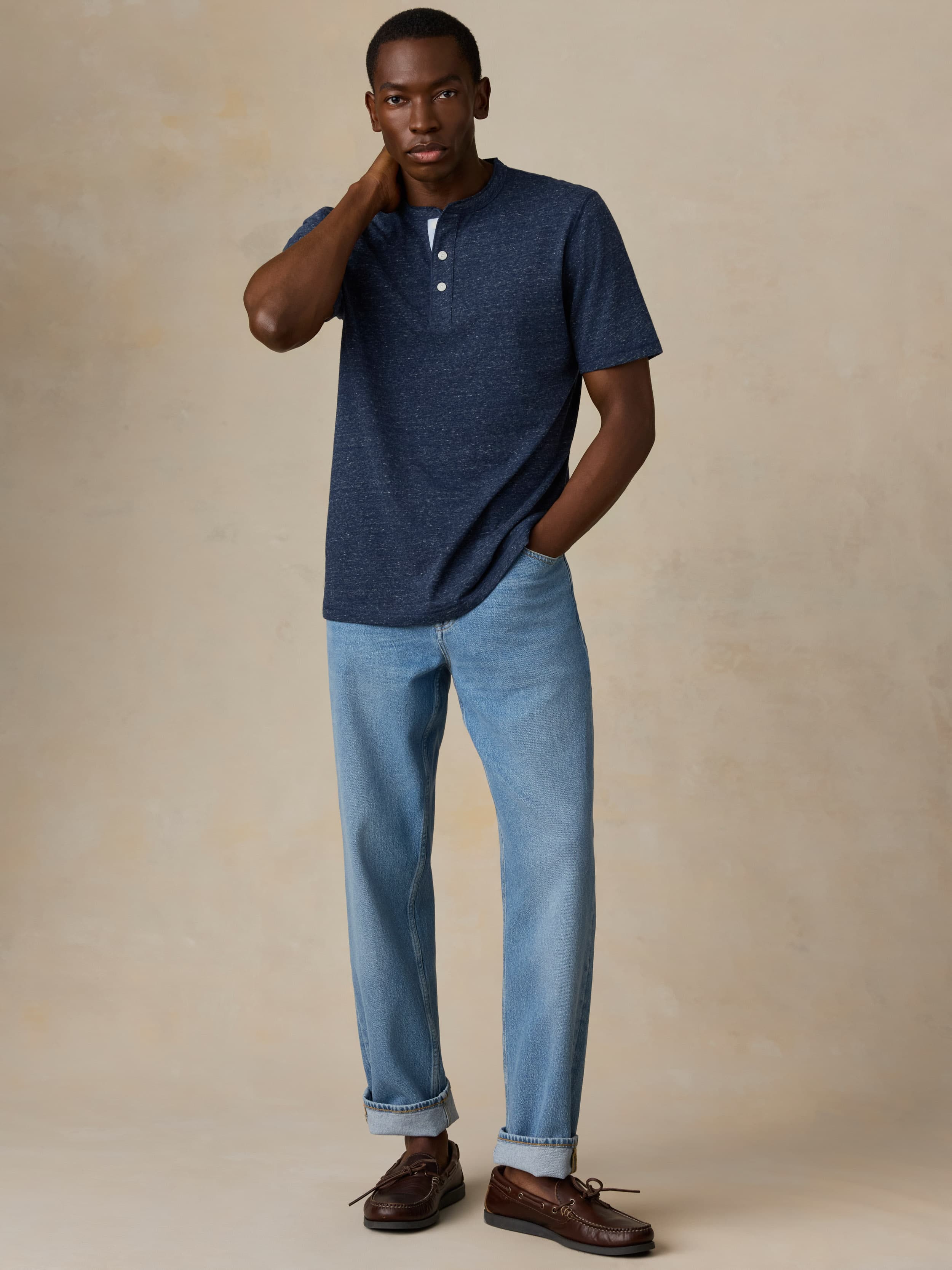 Short-Sleeve Breeze Henley - Midnight Skies Heather | Faherty Brand