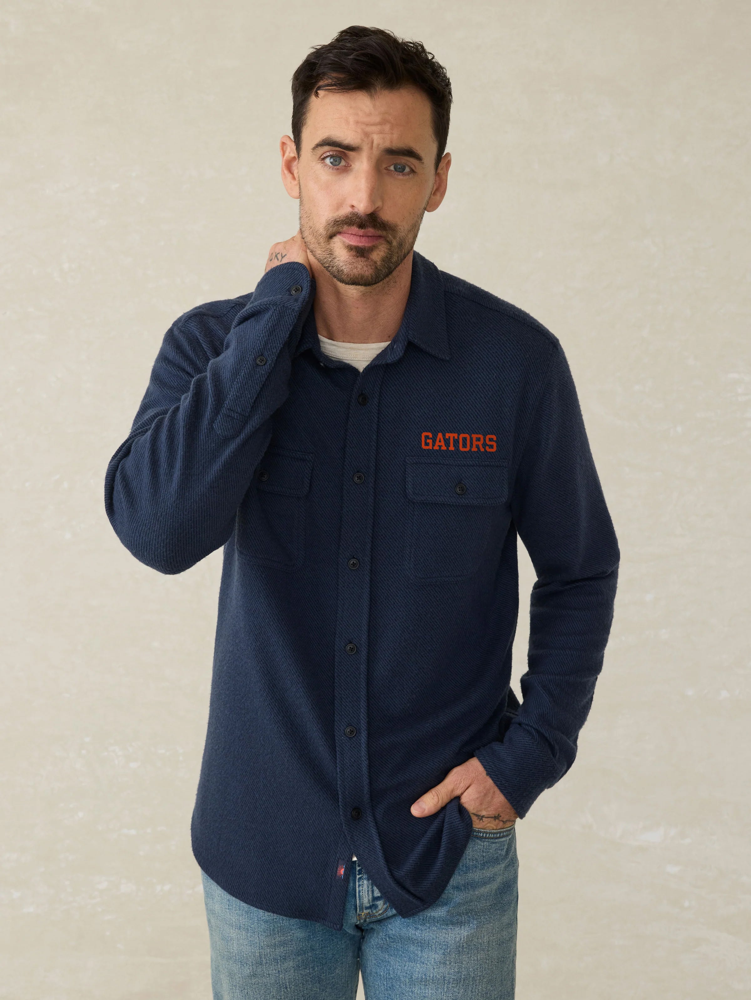 University of Florida Legend™ Sweater Shirt - Brighton Navy Twill | Faherty Brand