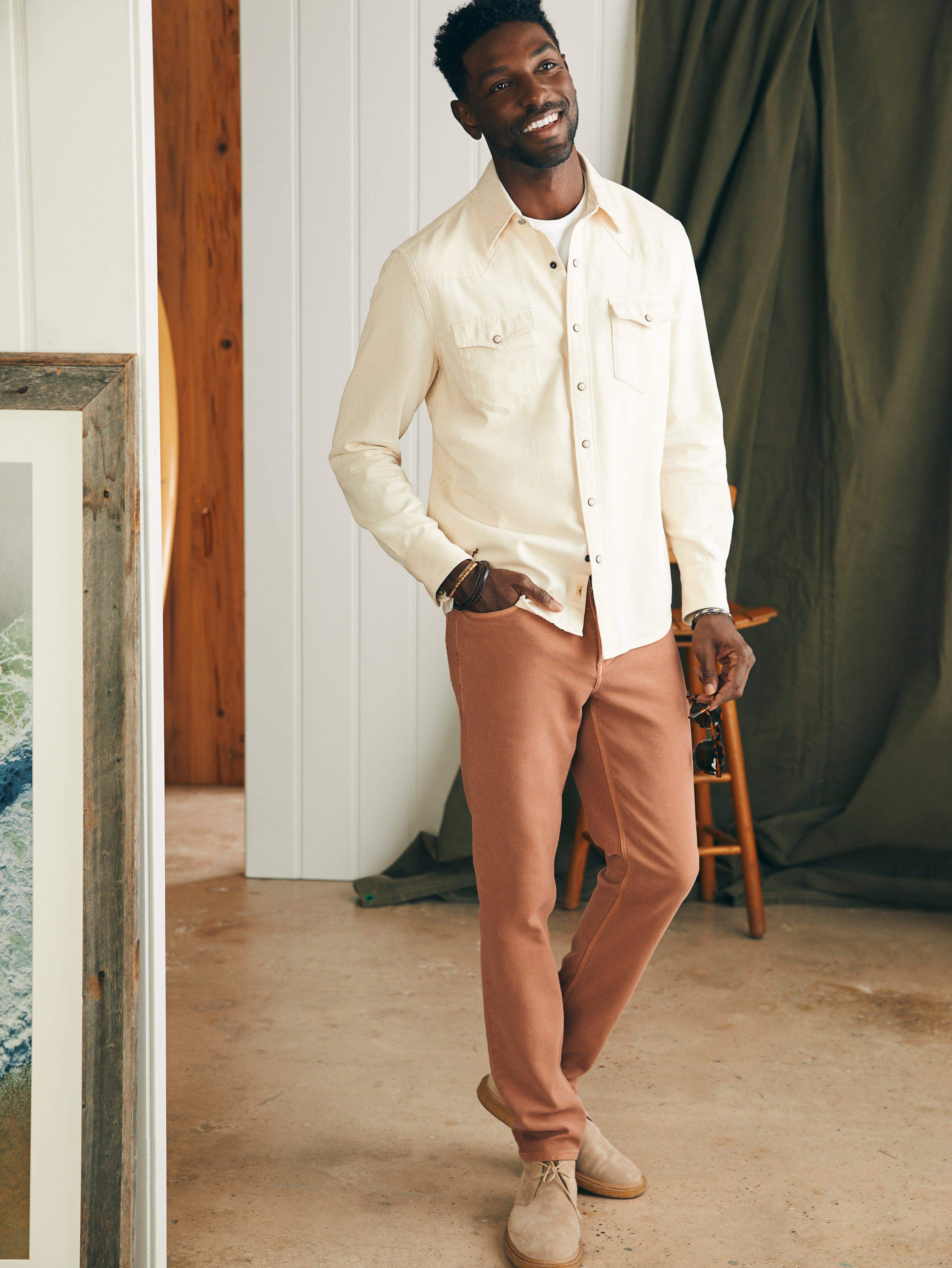 Stretch Terry 5-Pocket (32") - Mesa Red | Faherty Brand