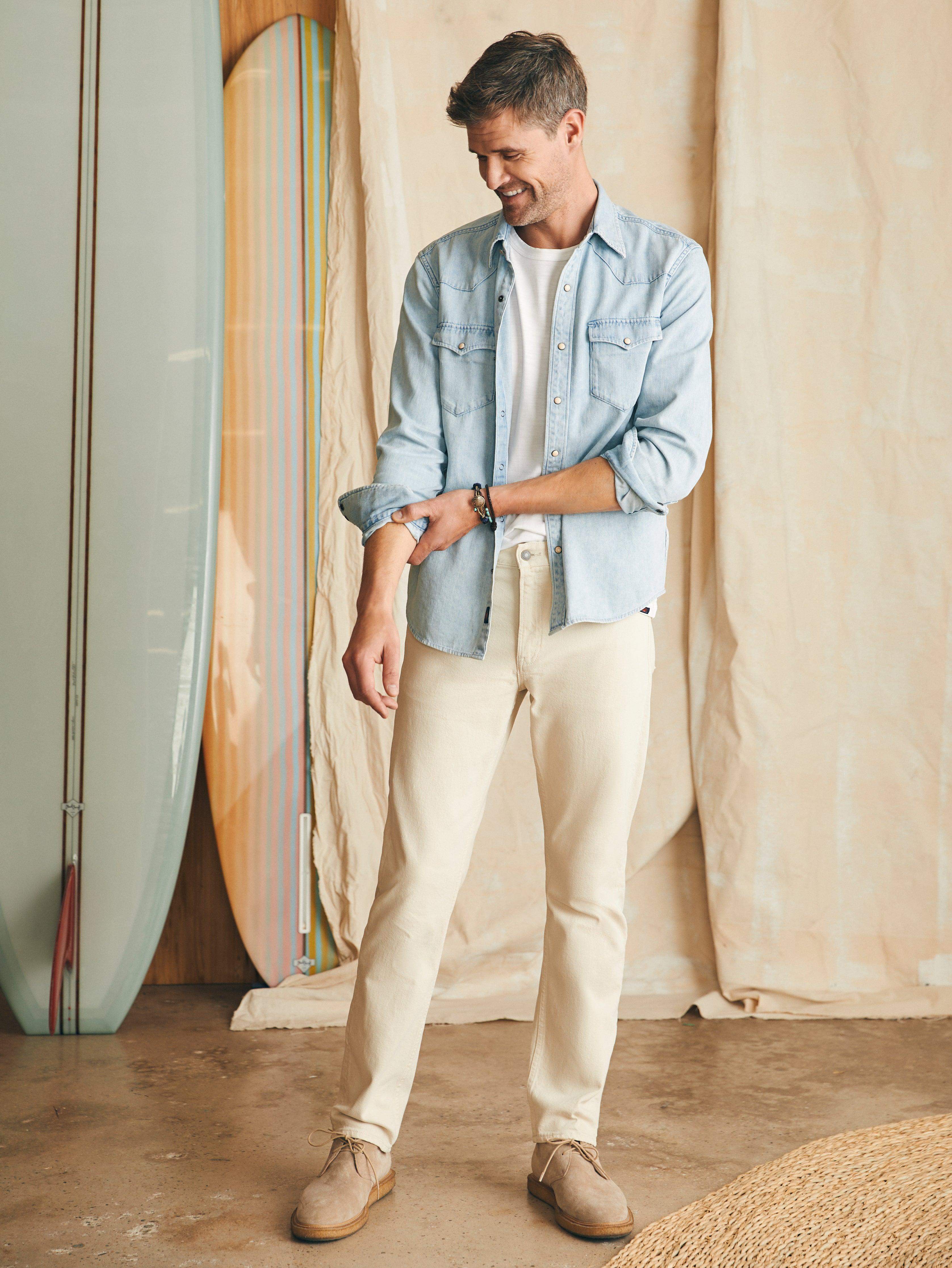 Slim Straight Denim - Stone | Faherty Brand
