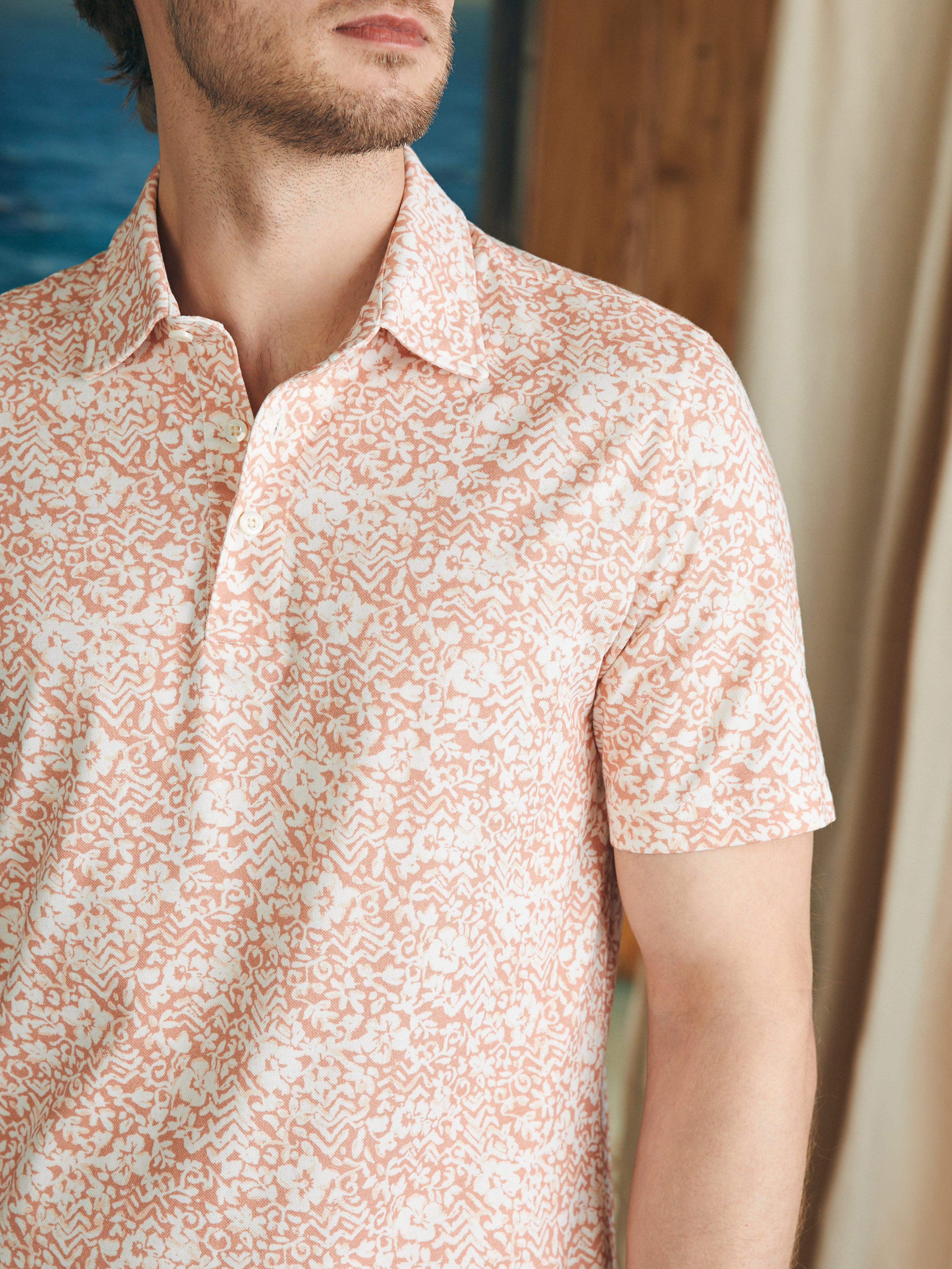 Short-Sleeve Movement™ Pique Polo - Hilo Rose Floral Print | Faherty Brand