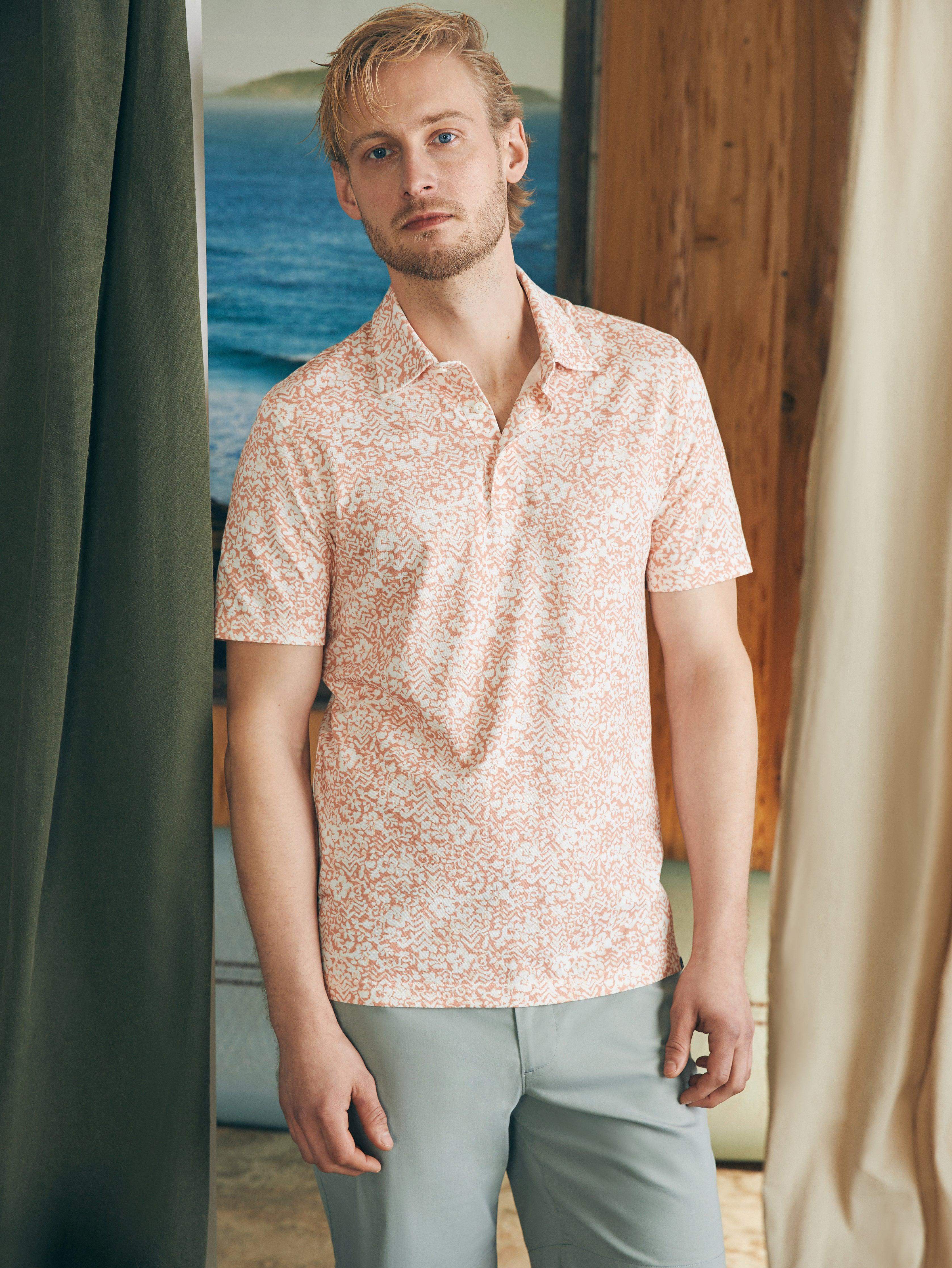 Short-Sleeve Movement™ Pique Polo - Hilo Rose Floral Print | Faherty Brand