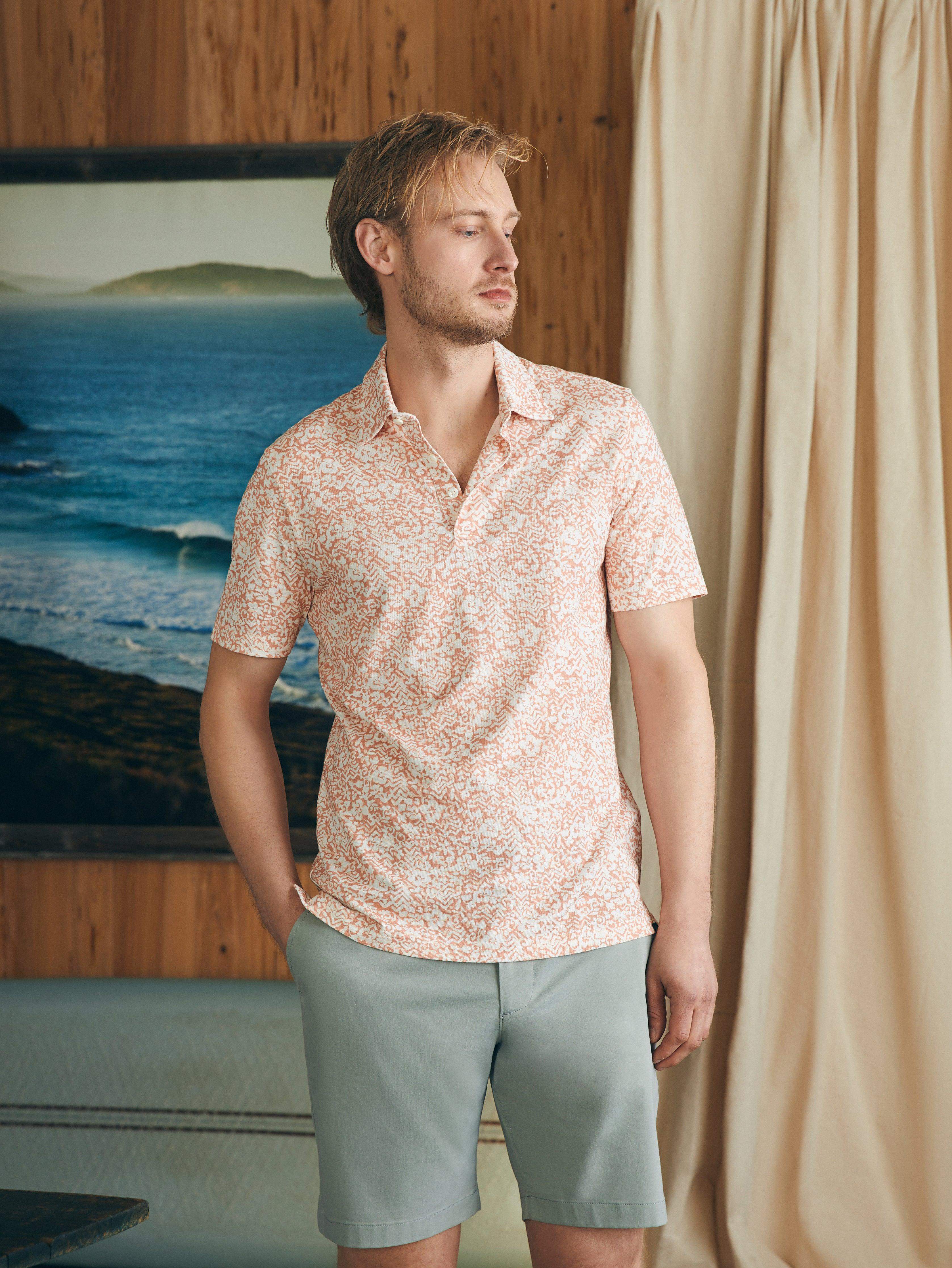 Short-Sleeve Movement™ Pique Polo - Hilo Rose Floral Print | Faherty Brand