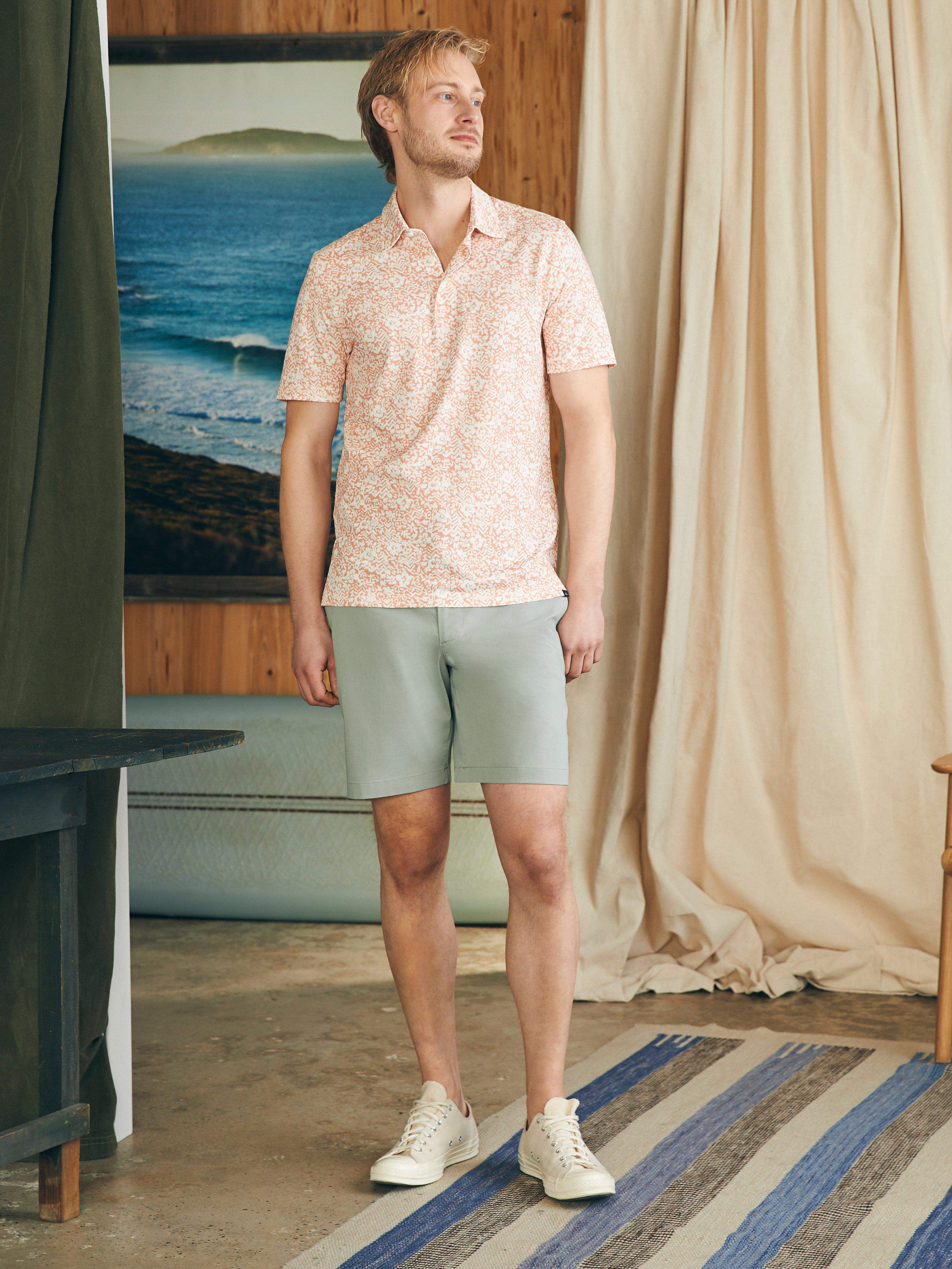 Short-Sleeve Movement™ Pique Polo - Hilo Rose Floral Print | Faherty Brand