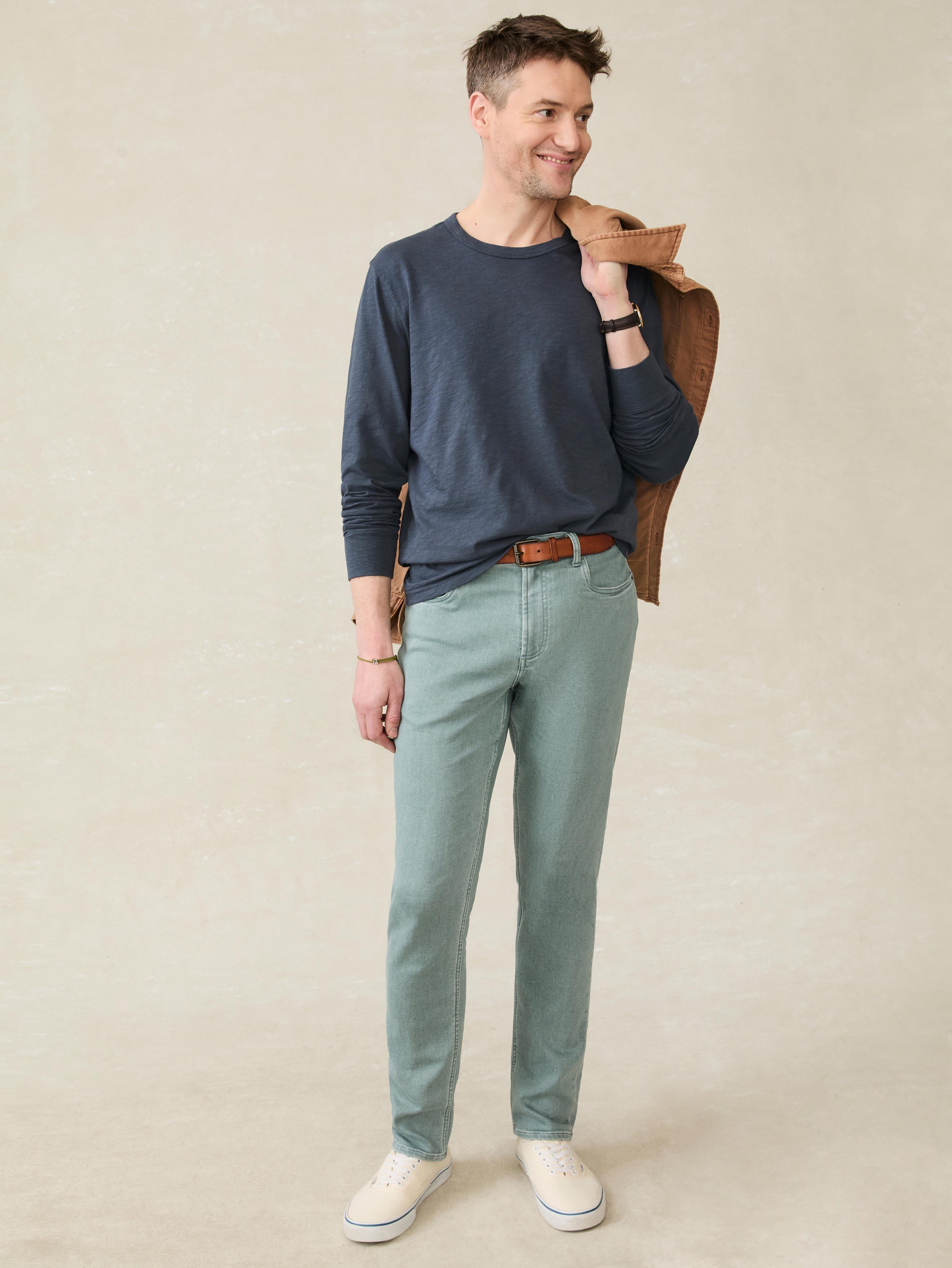 Stretch Terry 5-Pocket Pant - Ocean Glass | Faherty Brand