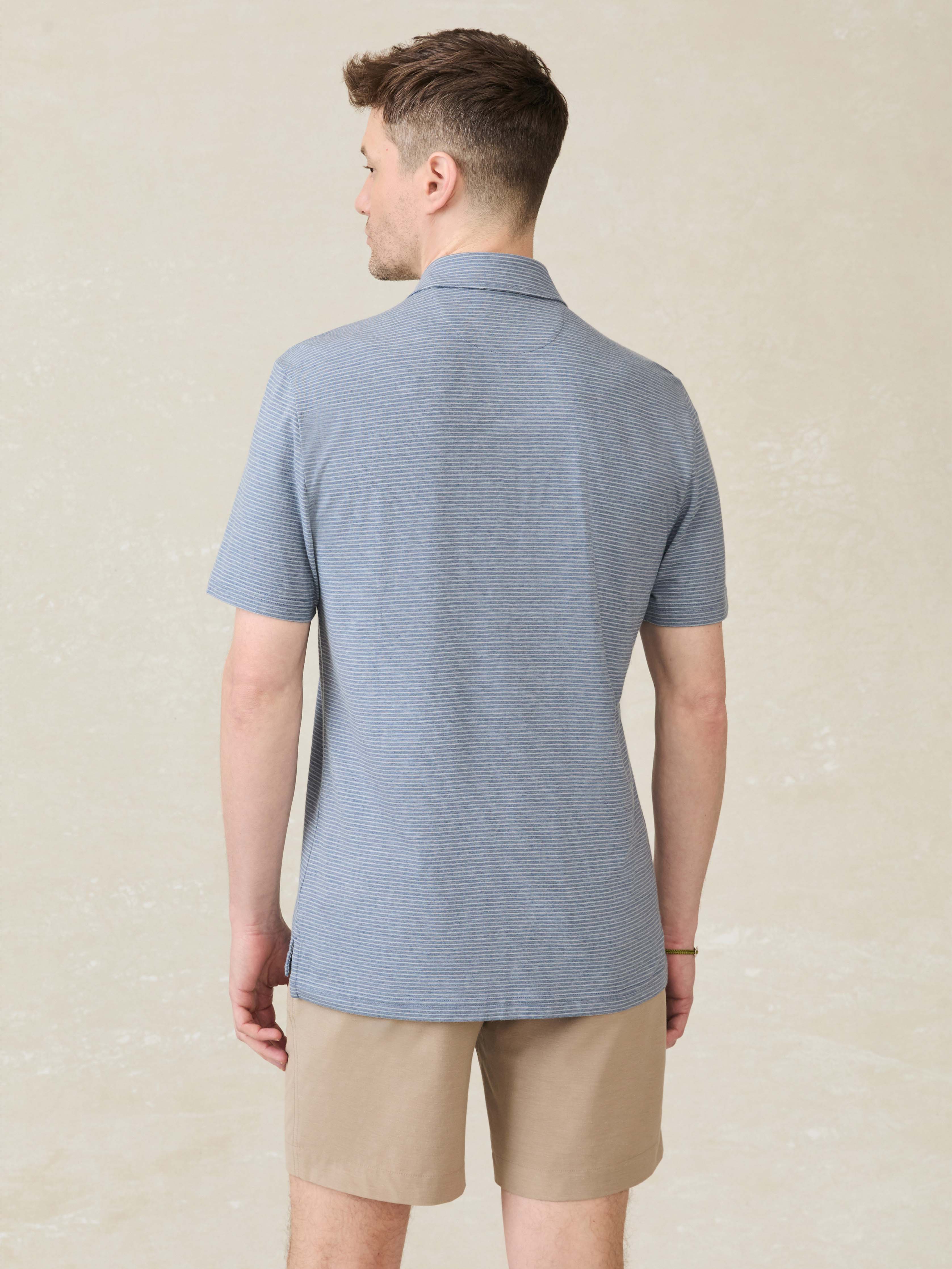 Short-Sleeve Movement™ Polo - Azure Beach Stripe | Faherty Brand