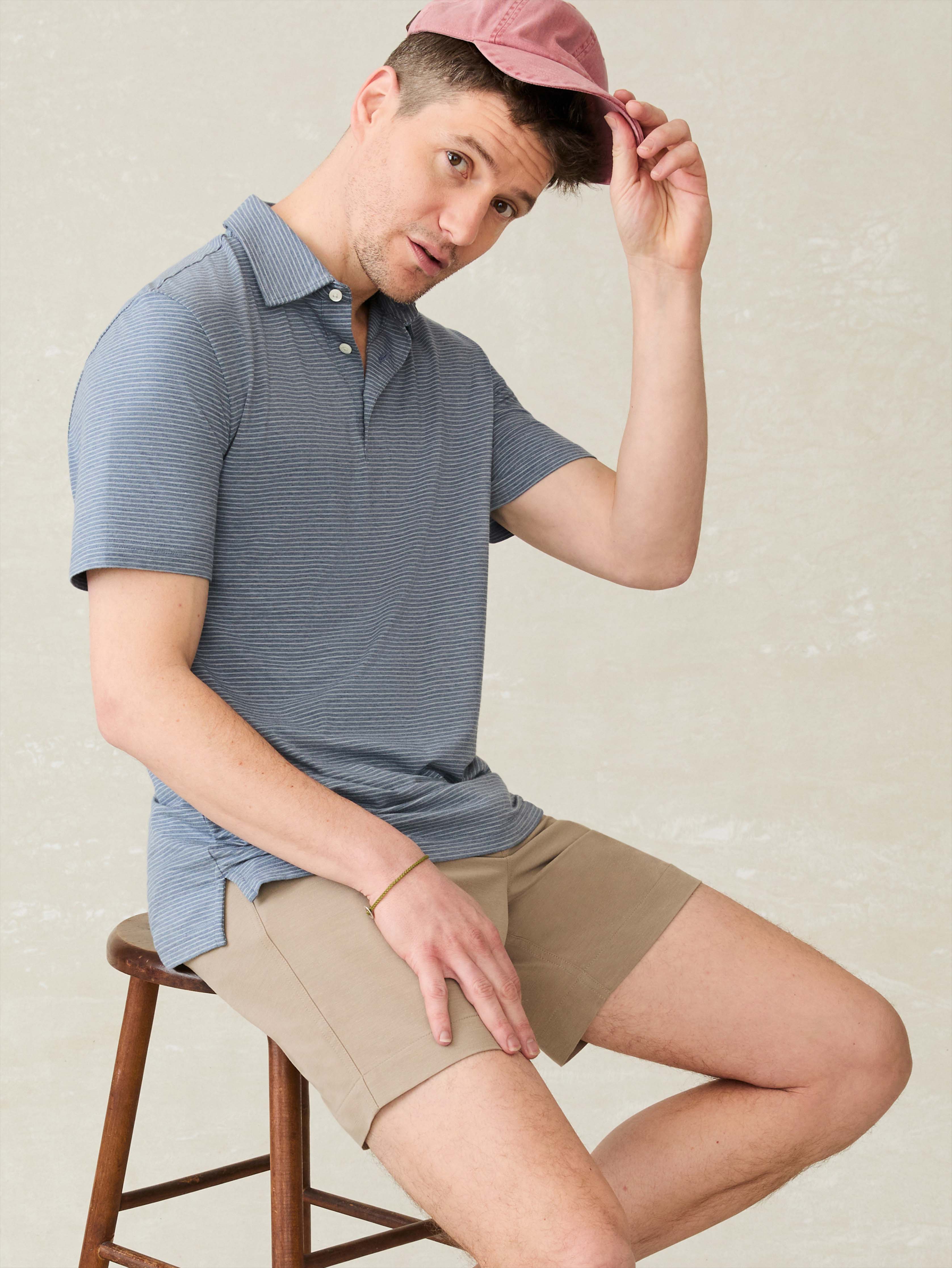 Short-Sleeve Movement™ Polo - Azure Beach Stripe | Faherty Brand