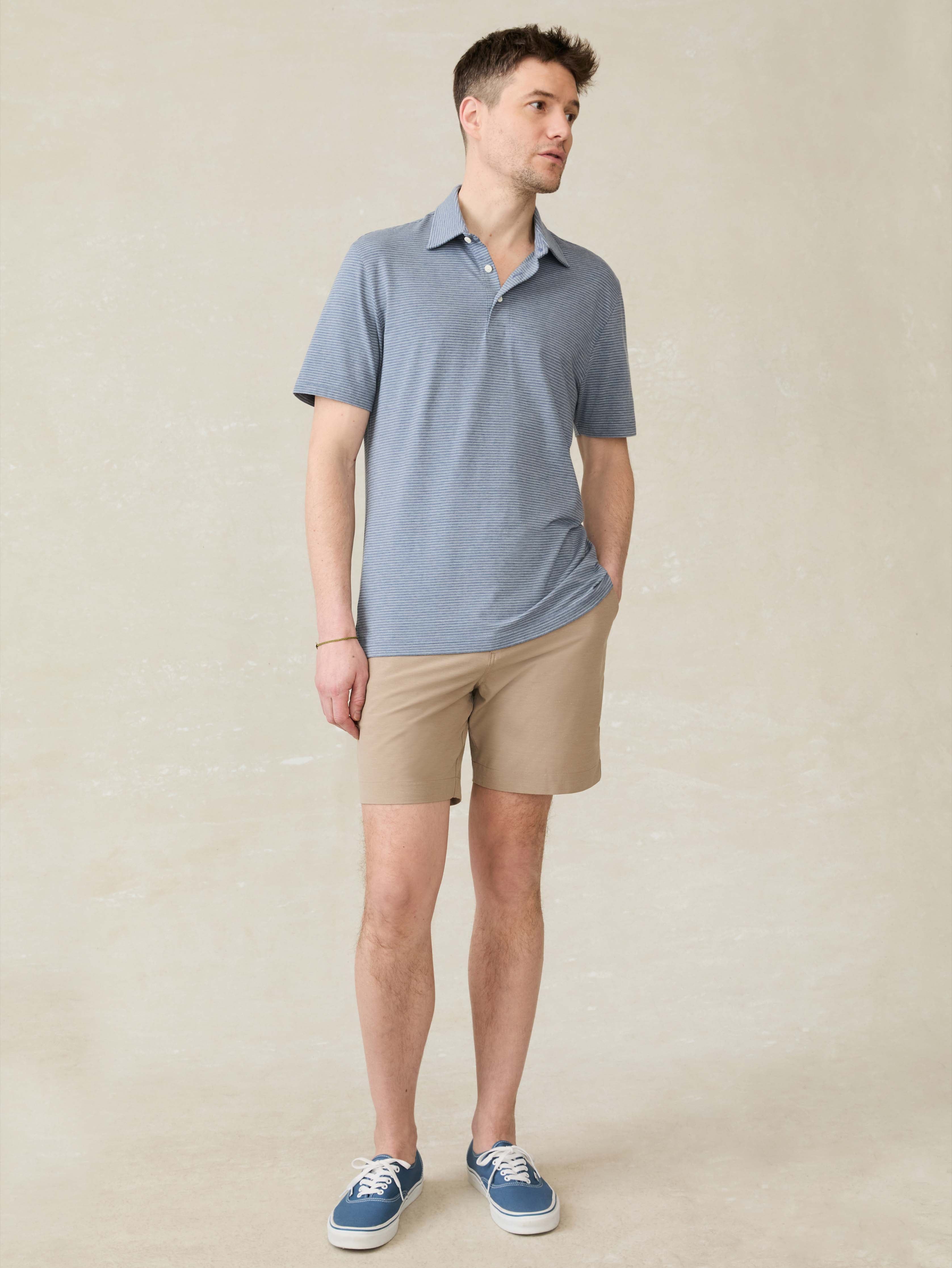 Short-Sleeve Movement™ Polo - Azure Beach Stripe | Faherty Brand
