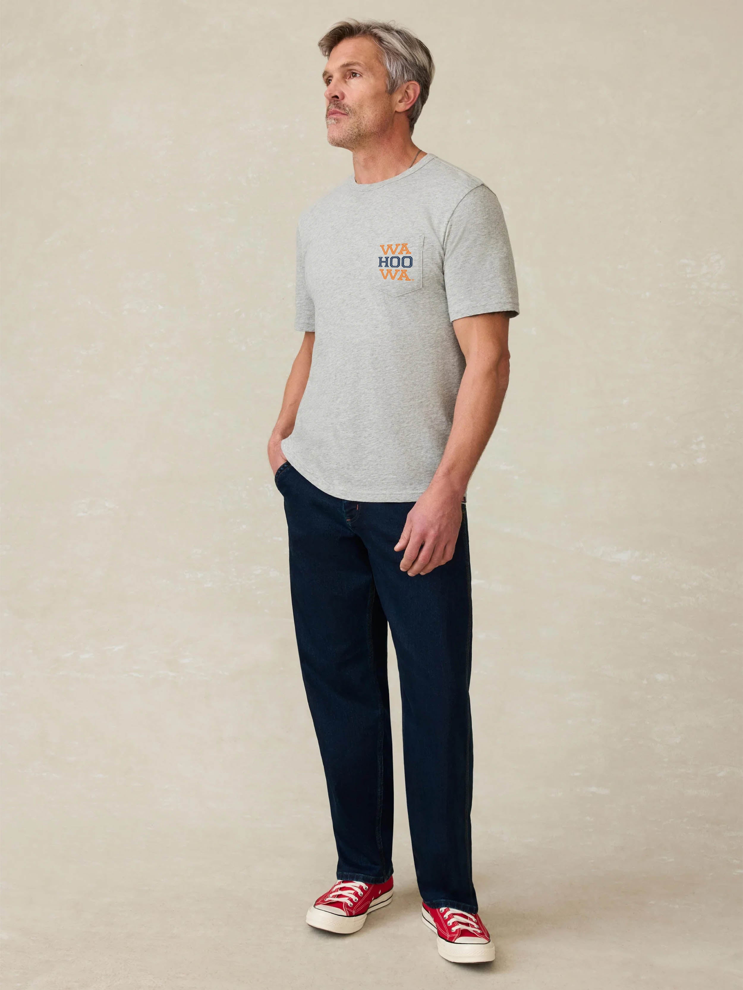 University of Virginia Sunwashed Pocket Tee - Granite Heather | Faherty Brand