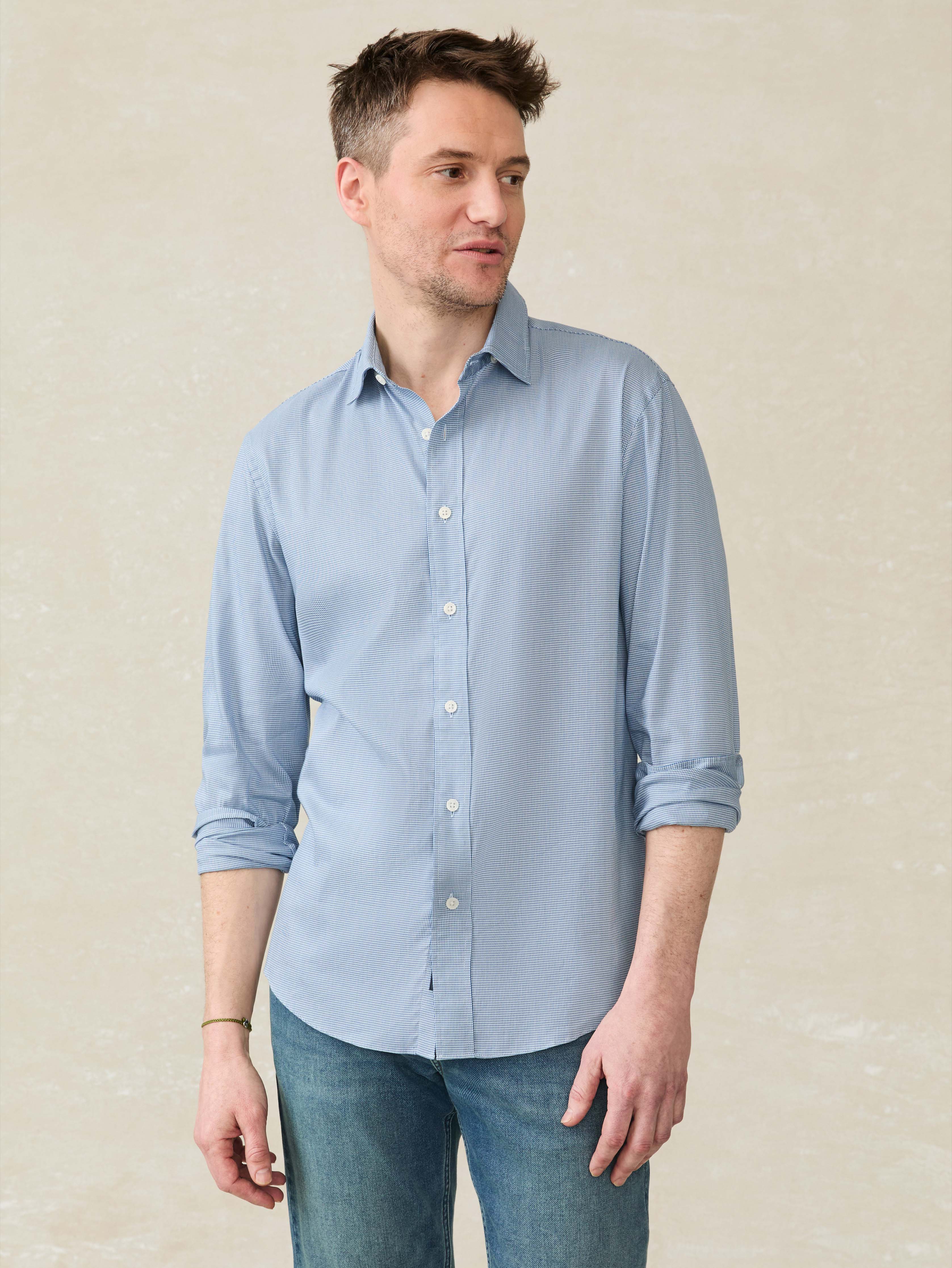 The Movement™ Shirt - Azure Pincheck | Faherty Brand