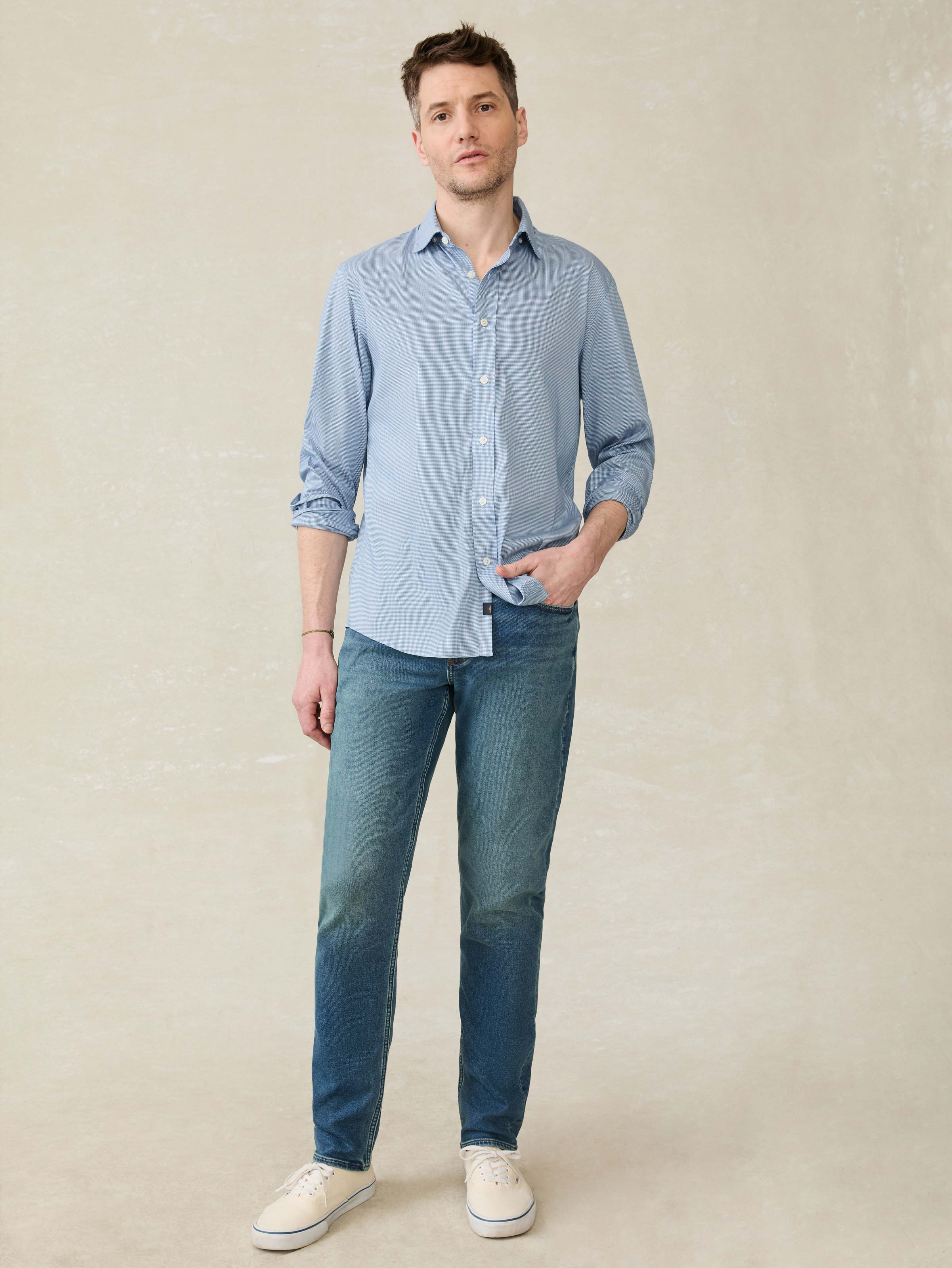 The Movement™ Shirt - Azure Pincheck | Faherty Brand