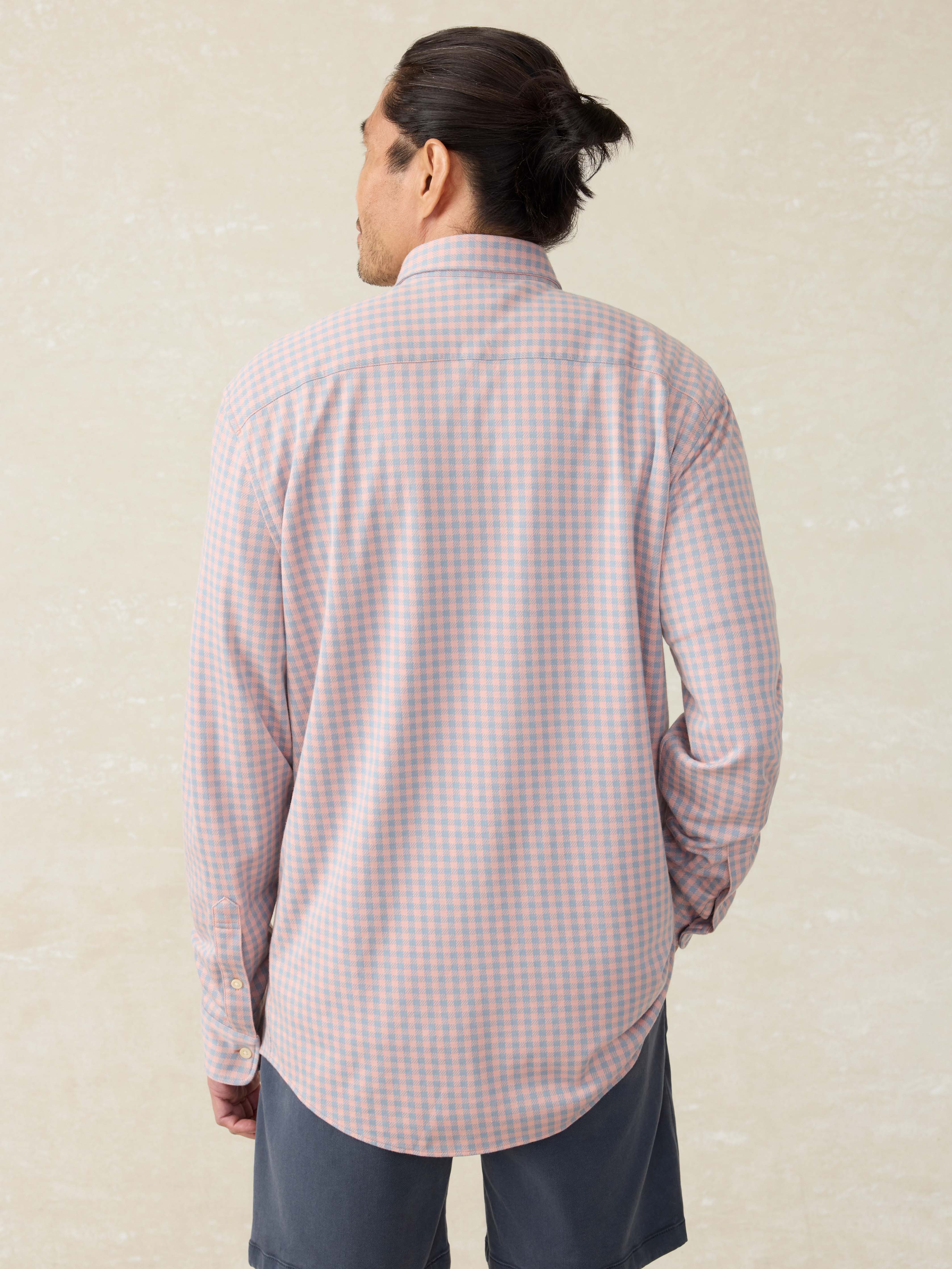 Coastline Knit Shirt - Blue Coral Gingham | Faherty Brand