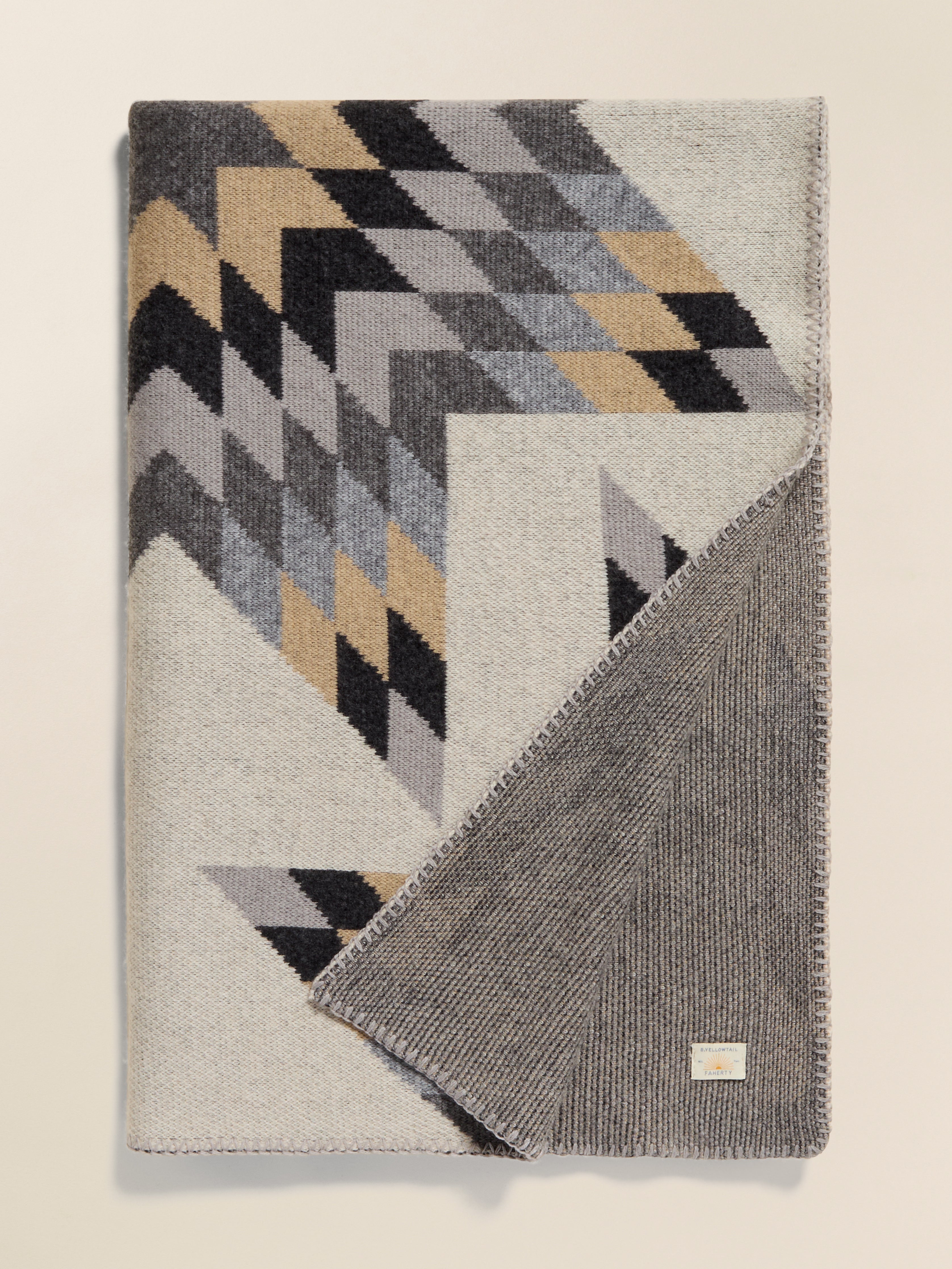 B. Yellowtail Star Patchwork Blanket - Grey Star Patchwork | Faherty Brand