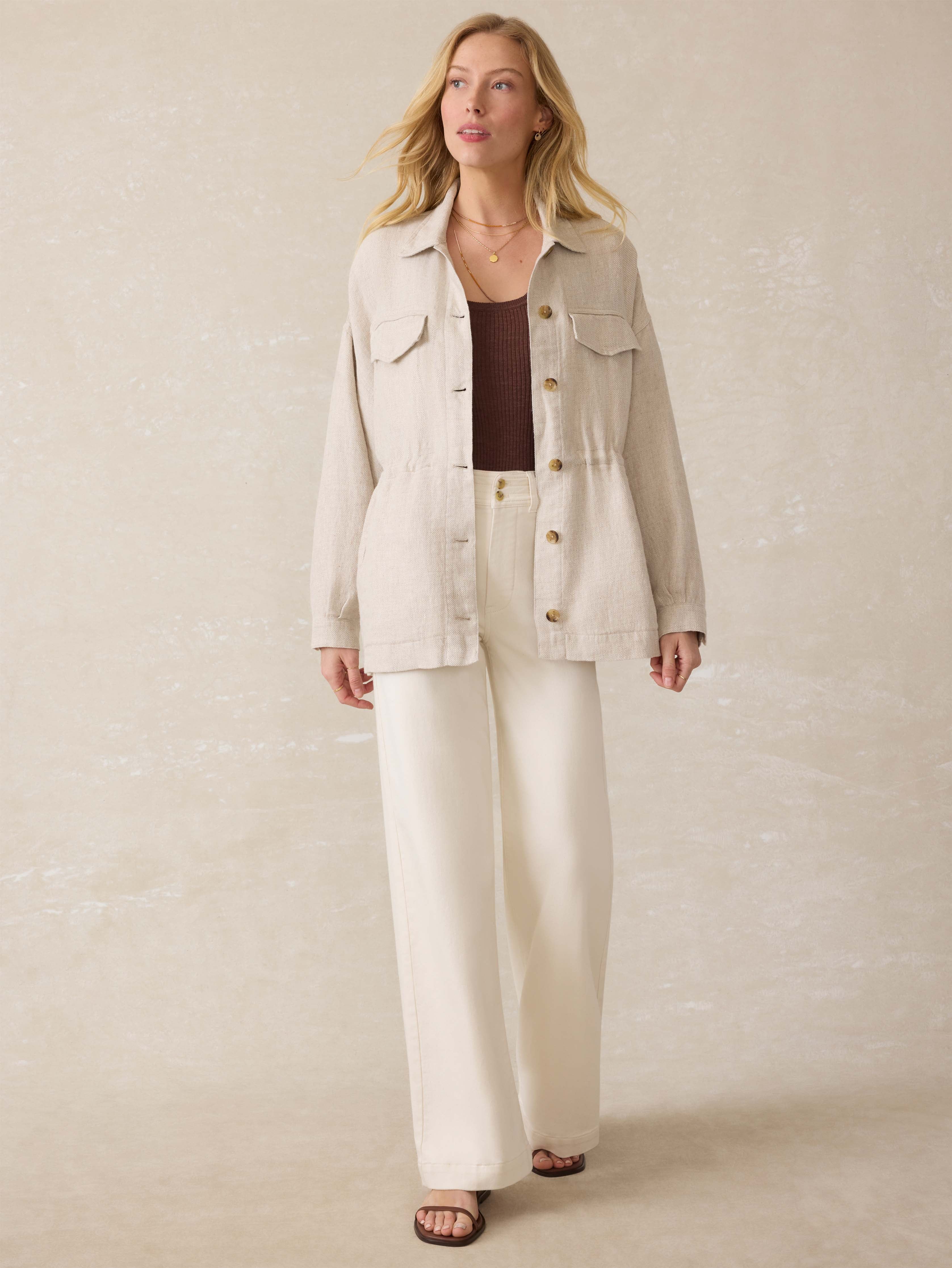 Twill Linen Utility Jacket - Flax | Faherty Brand