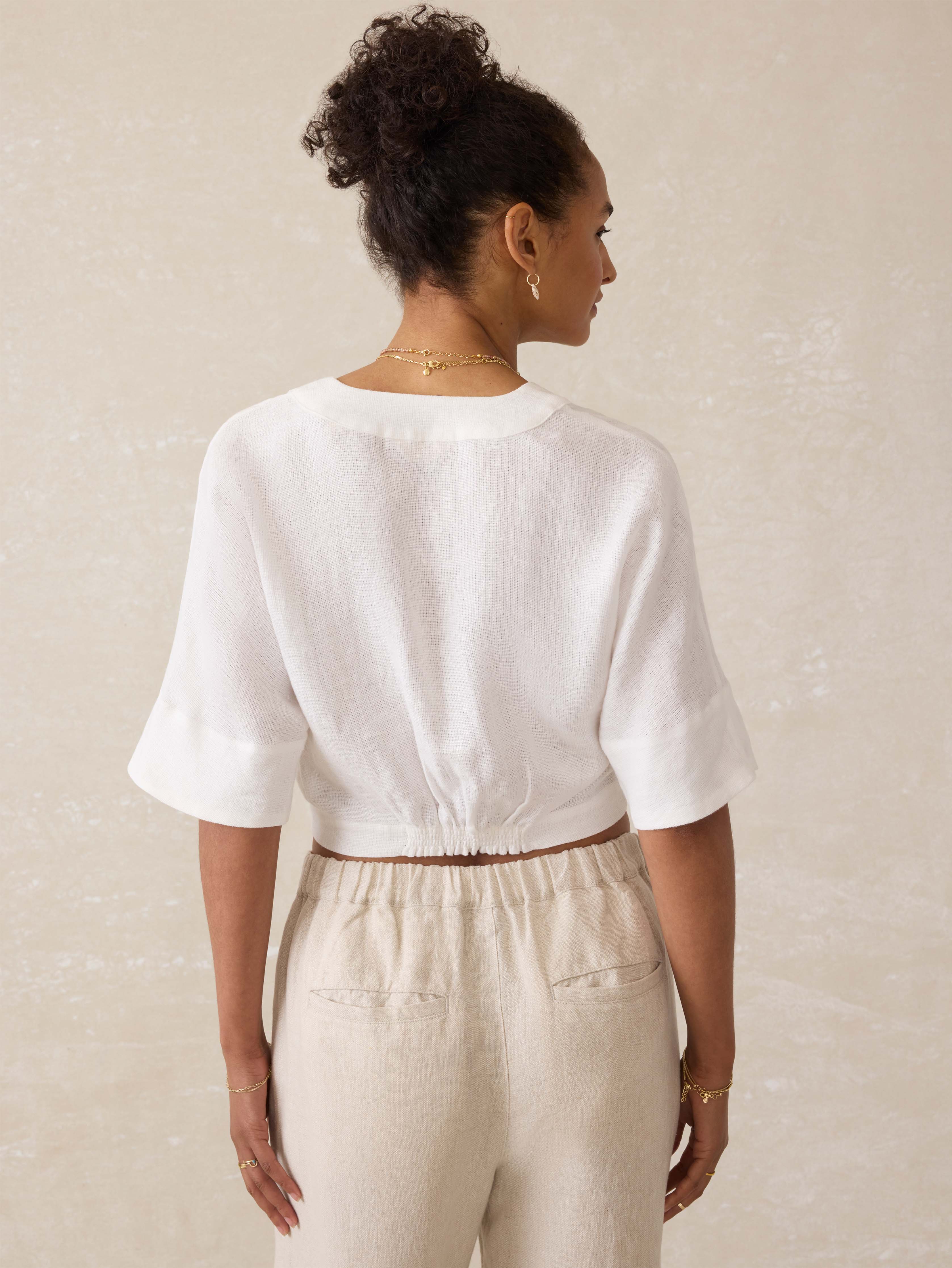 Palma Linen Avery Top - White | Faherty Brand
