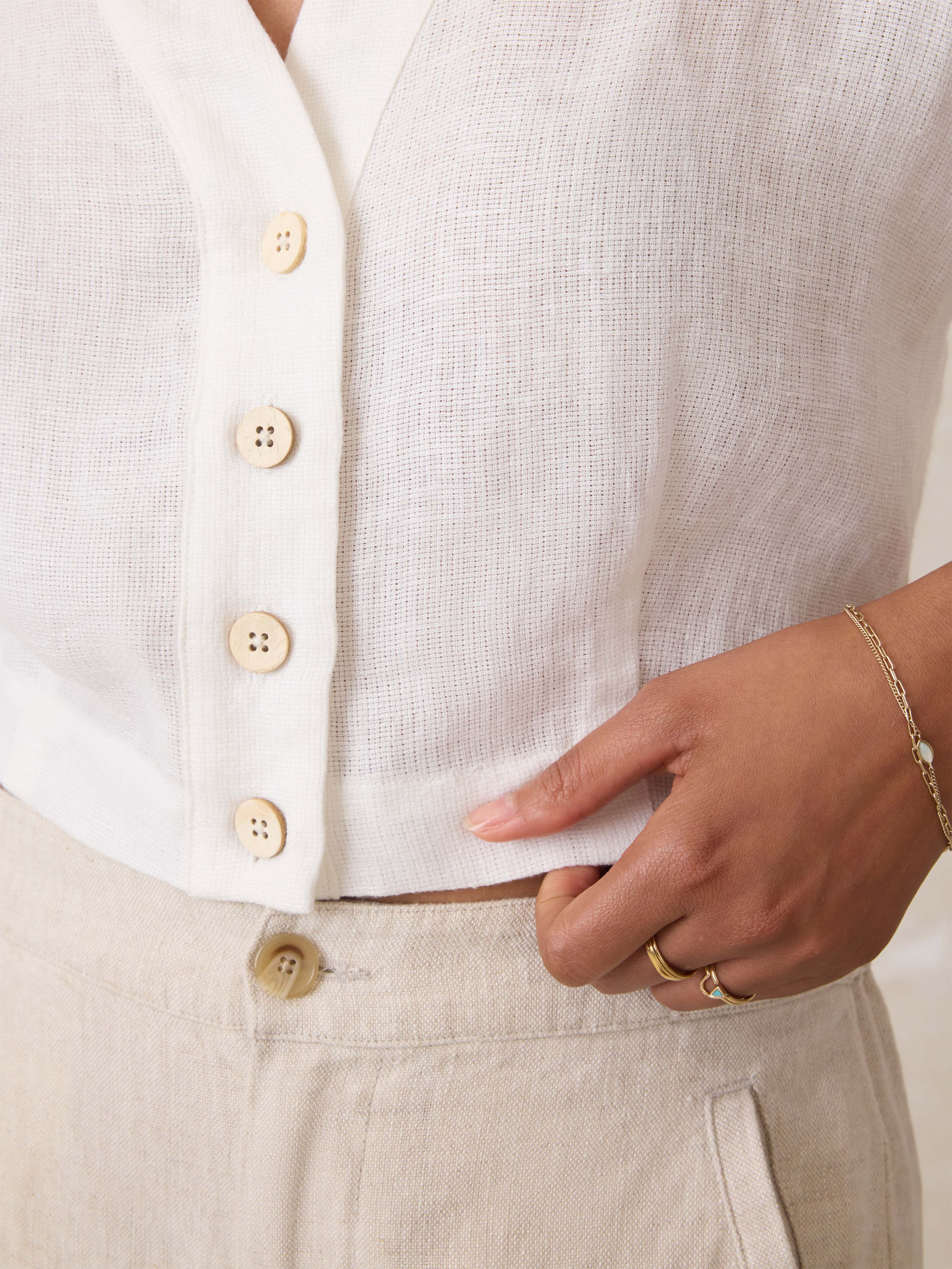 Palma Linen Avery Top - White | Faherty Brand