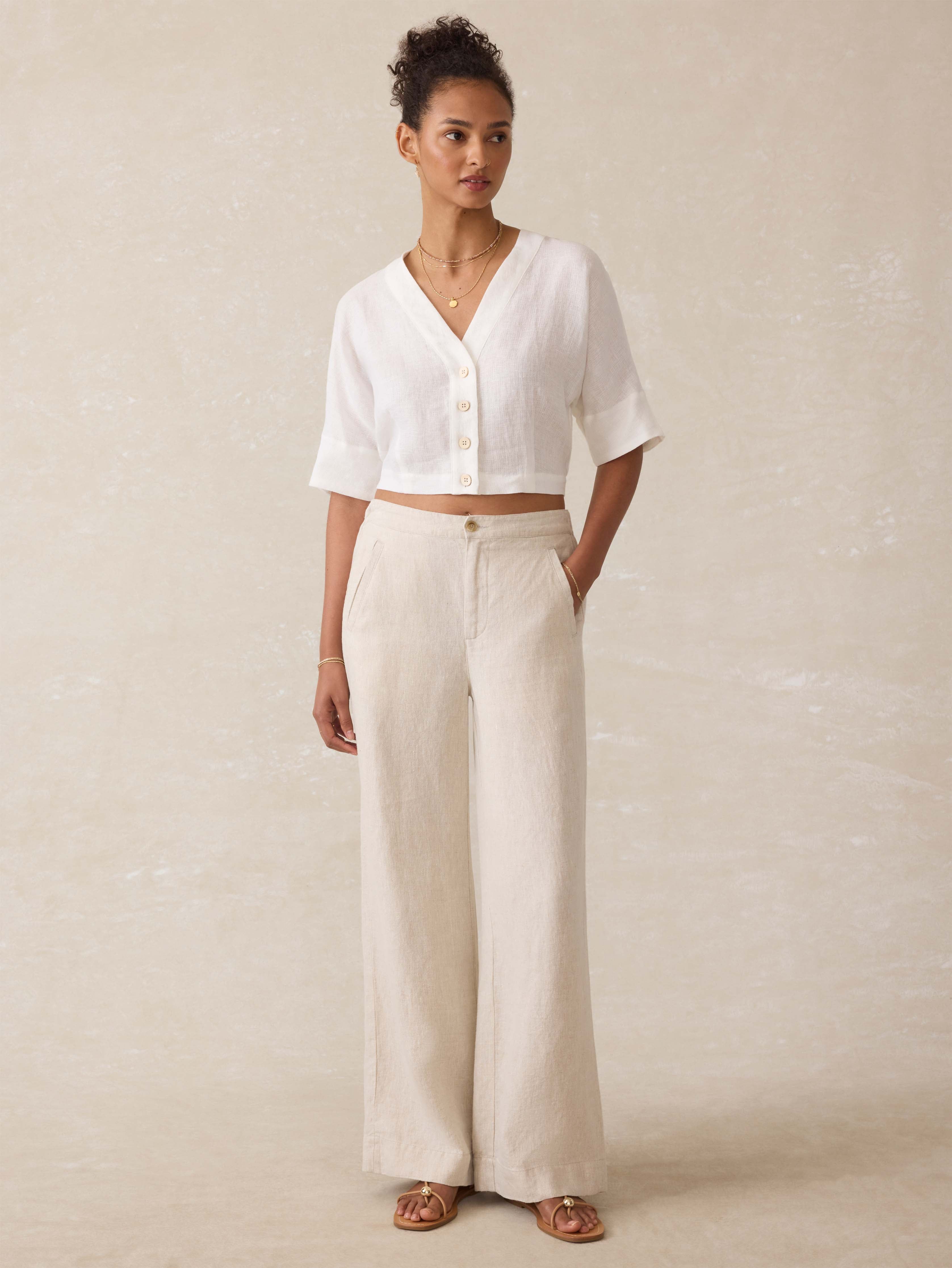 Palma Linen Avery Top - White | Faherty Brand
