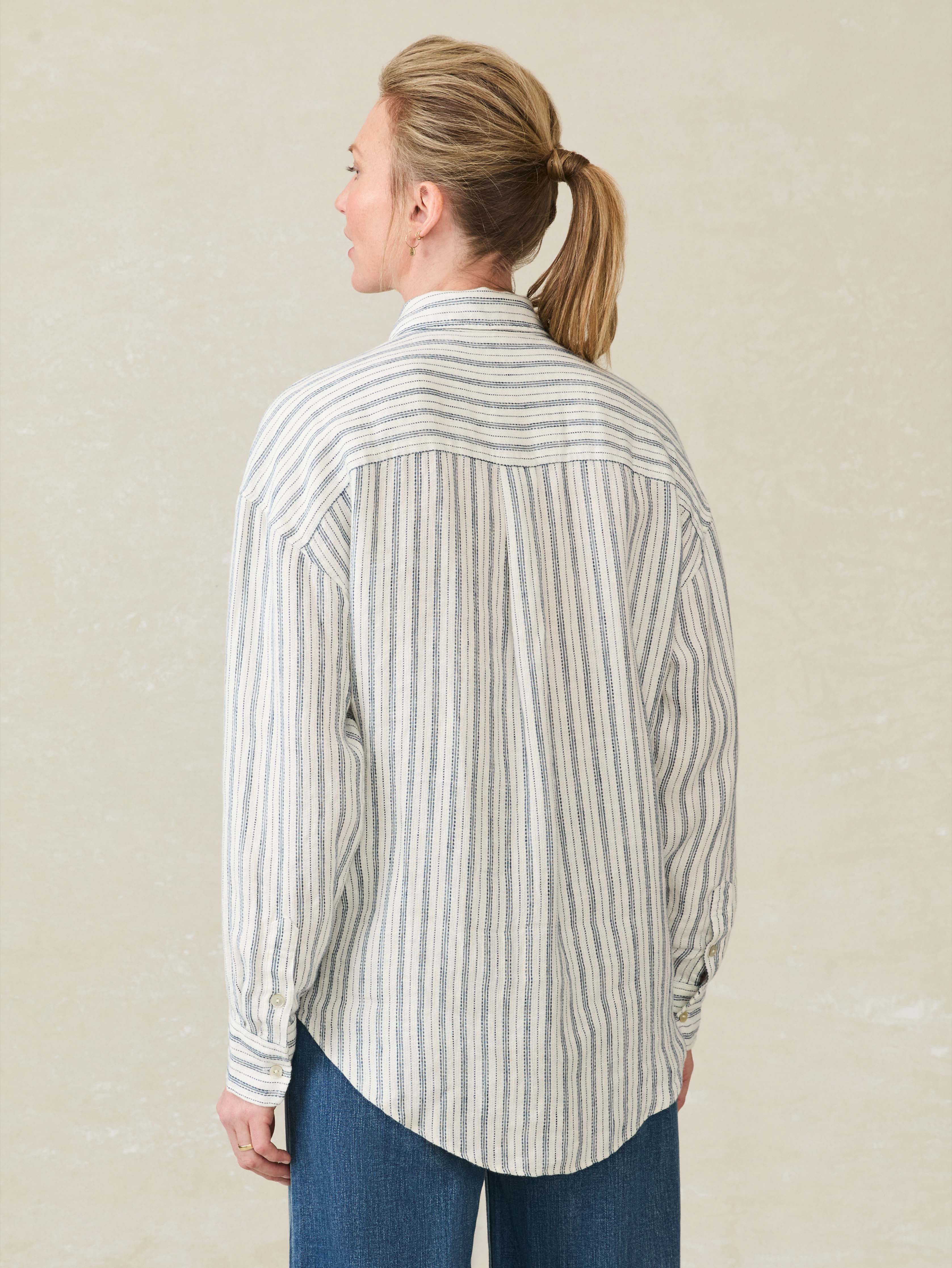 Santa Cruz Linen Relaxed Shirt - Oceanside Stripe | Faherty Brand