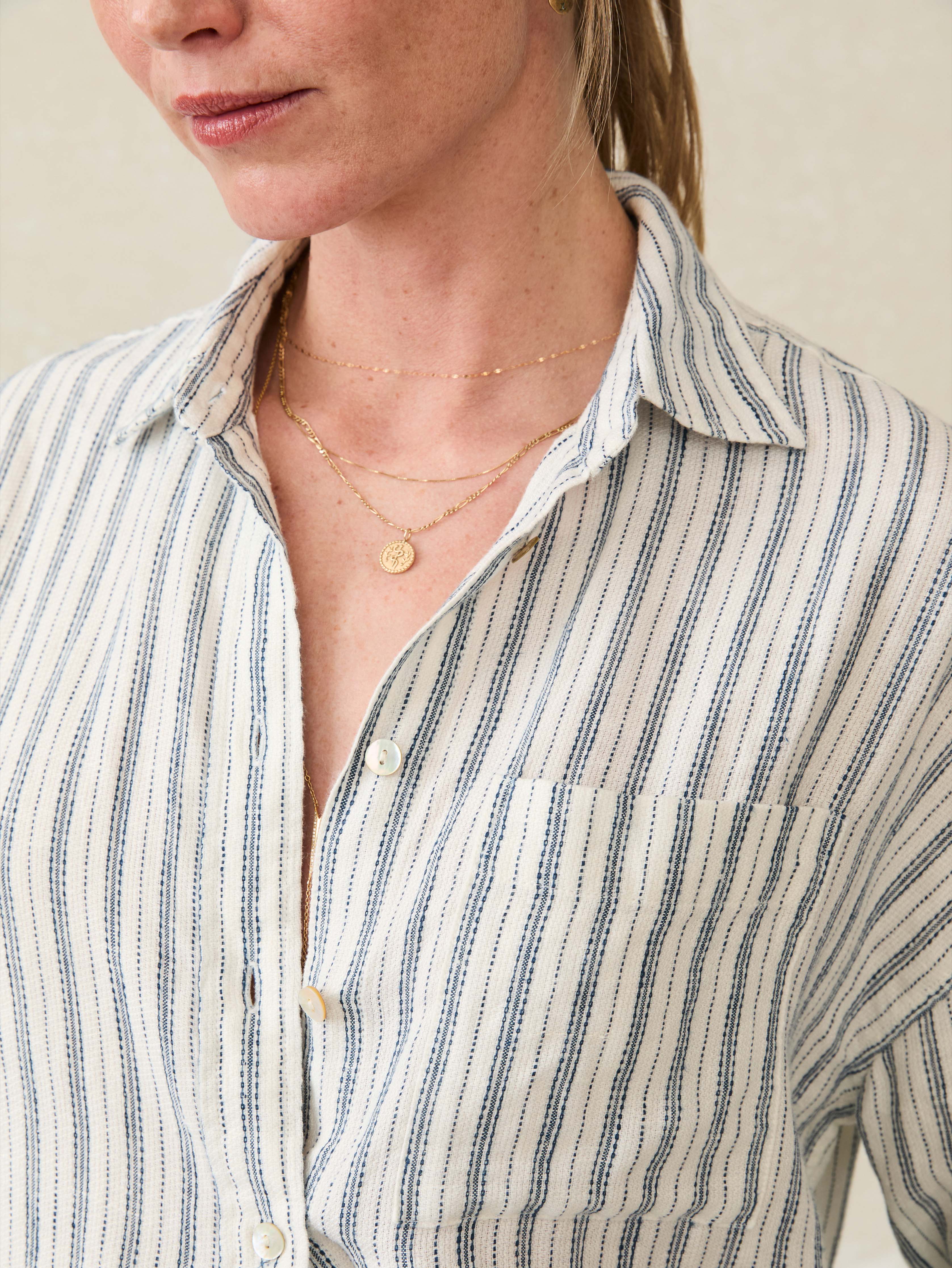 Santa Cruz Linen Relaxed Shirt - Oceanside Stripe | Faherty Brand