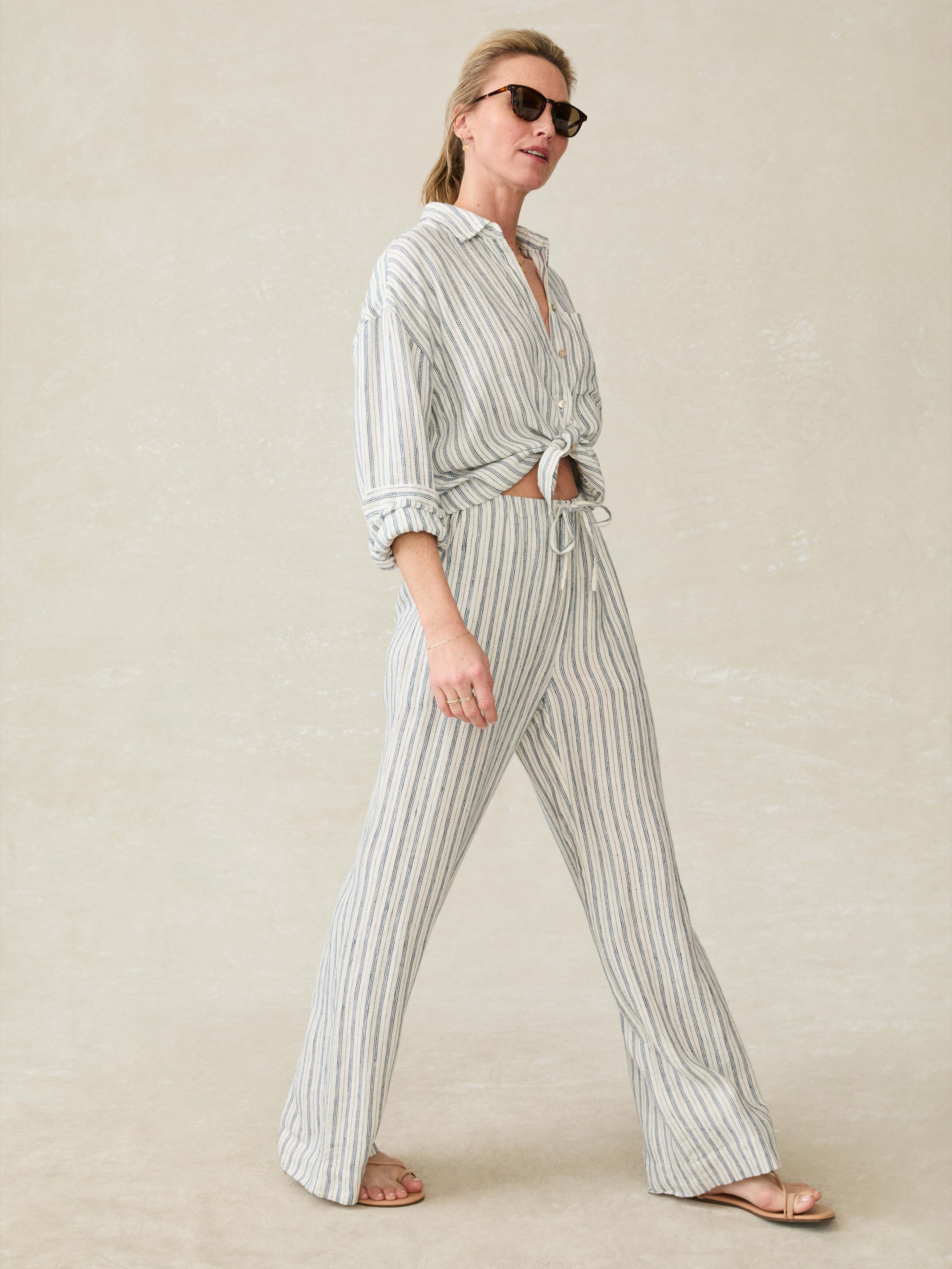 Santa Cruz Linen Relaxed Shirt - Oceanside Stripe | Faherty Brand
