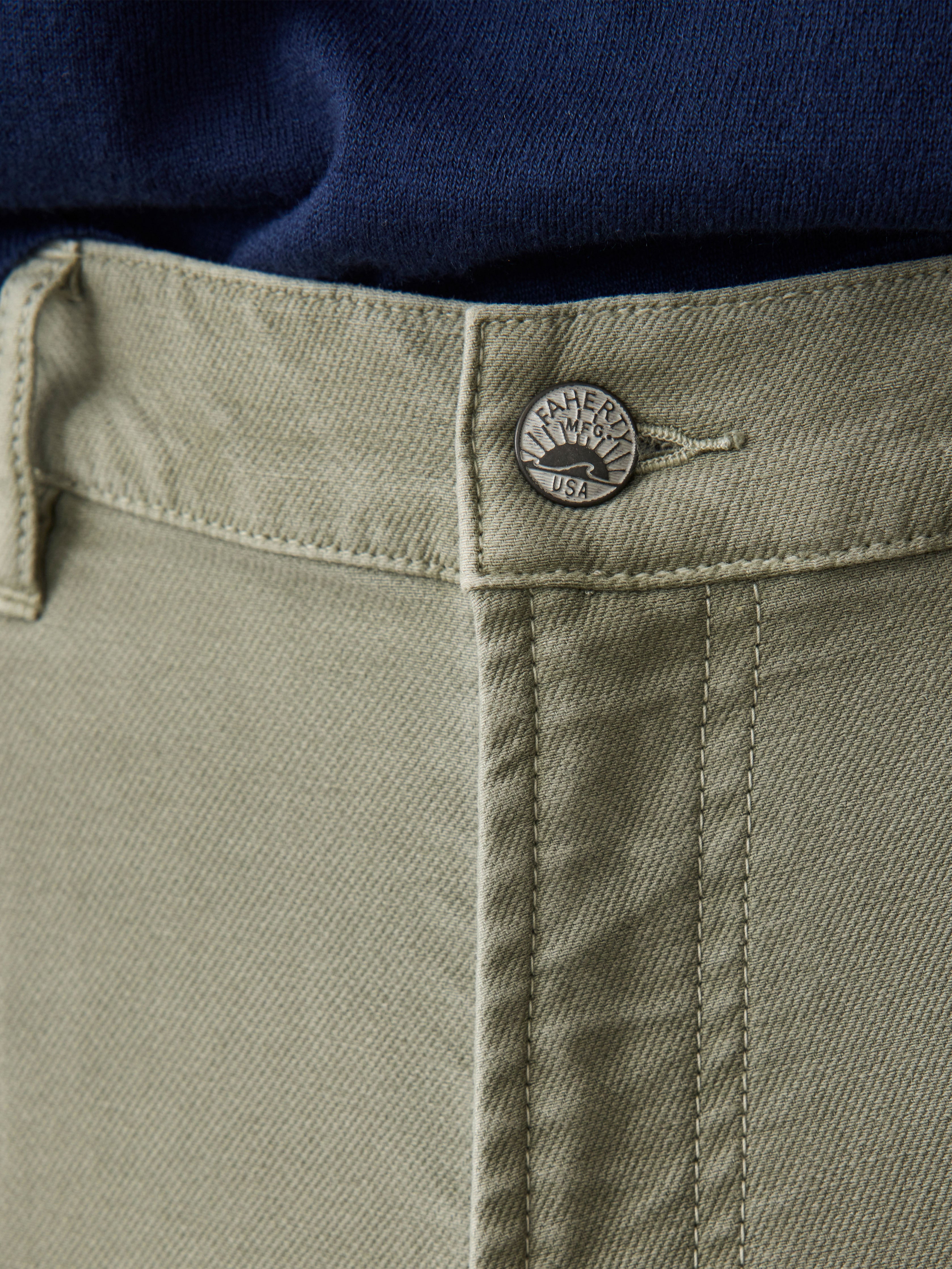 Stretch Terry 5-Pocket Pant - Faded Olive | Faherty Brand