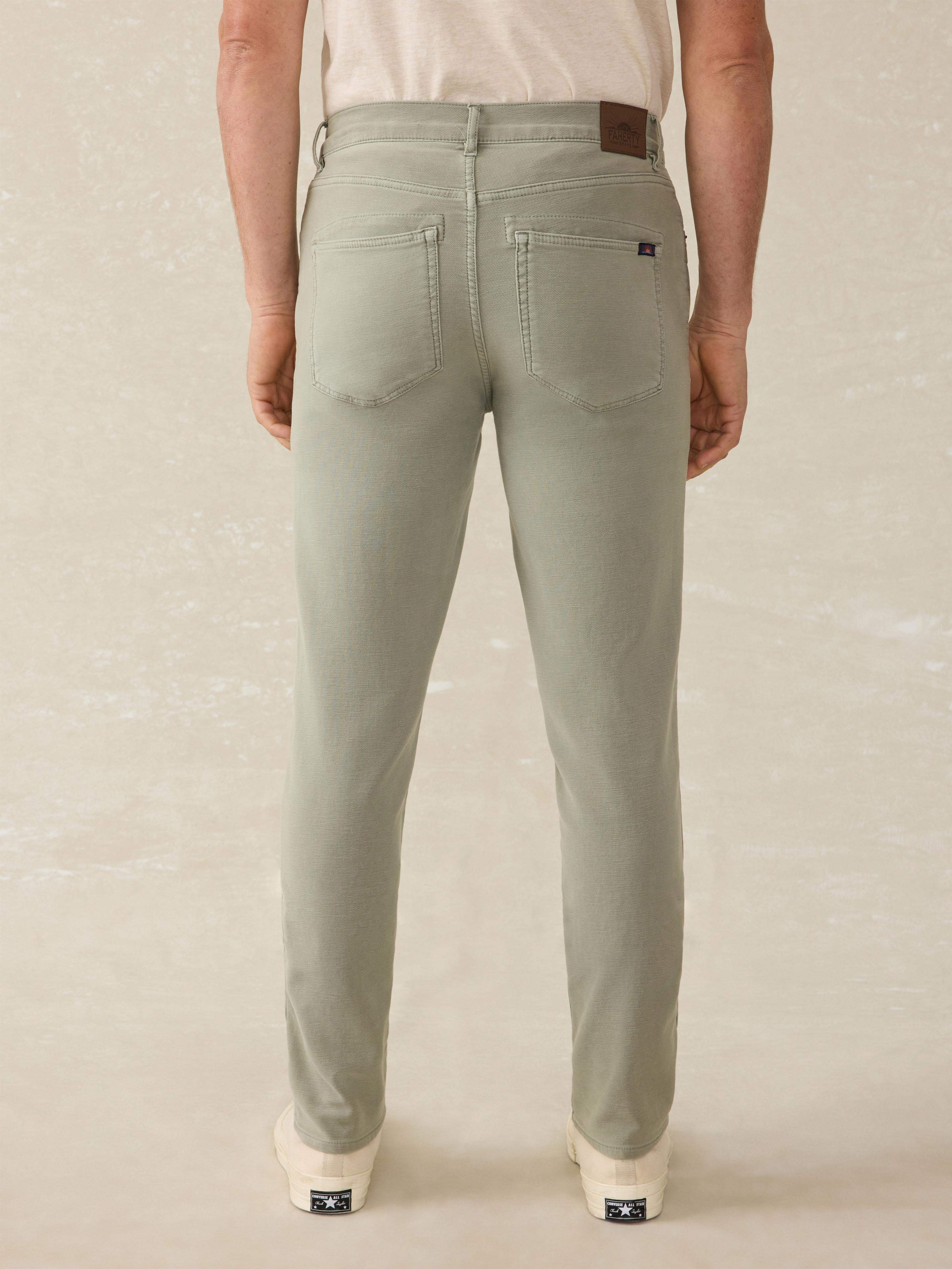 Stretch Terry 5-Pocket Athletic Fit Pant - Faded Olive | Faherty Brand