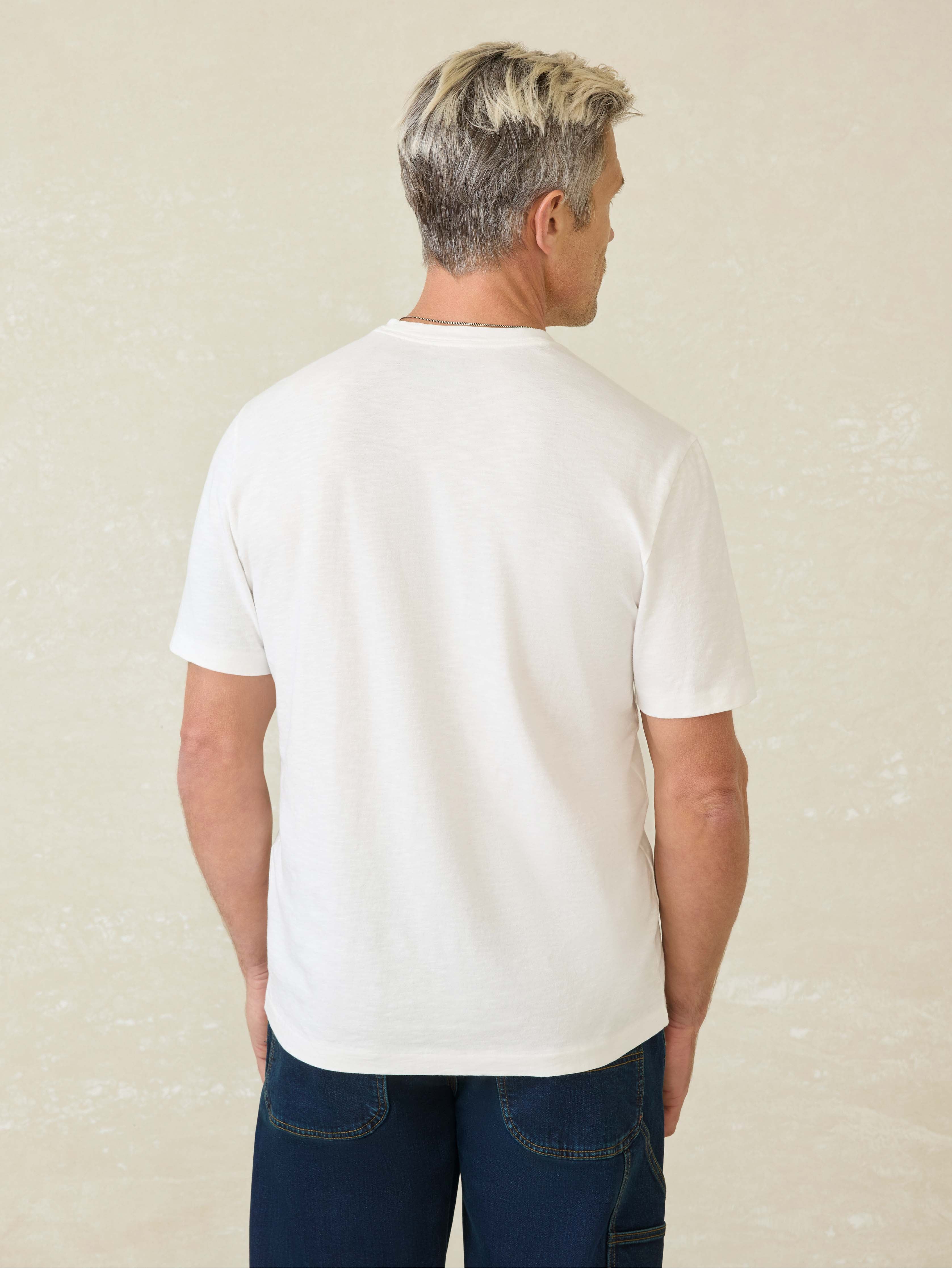 Short-Sleeve Sunwashed V-Neck Tee - White | Faherty Brand