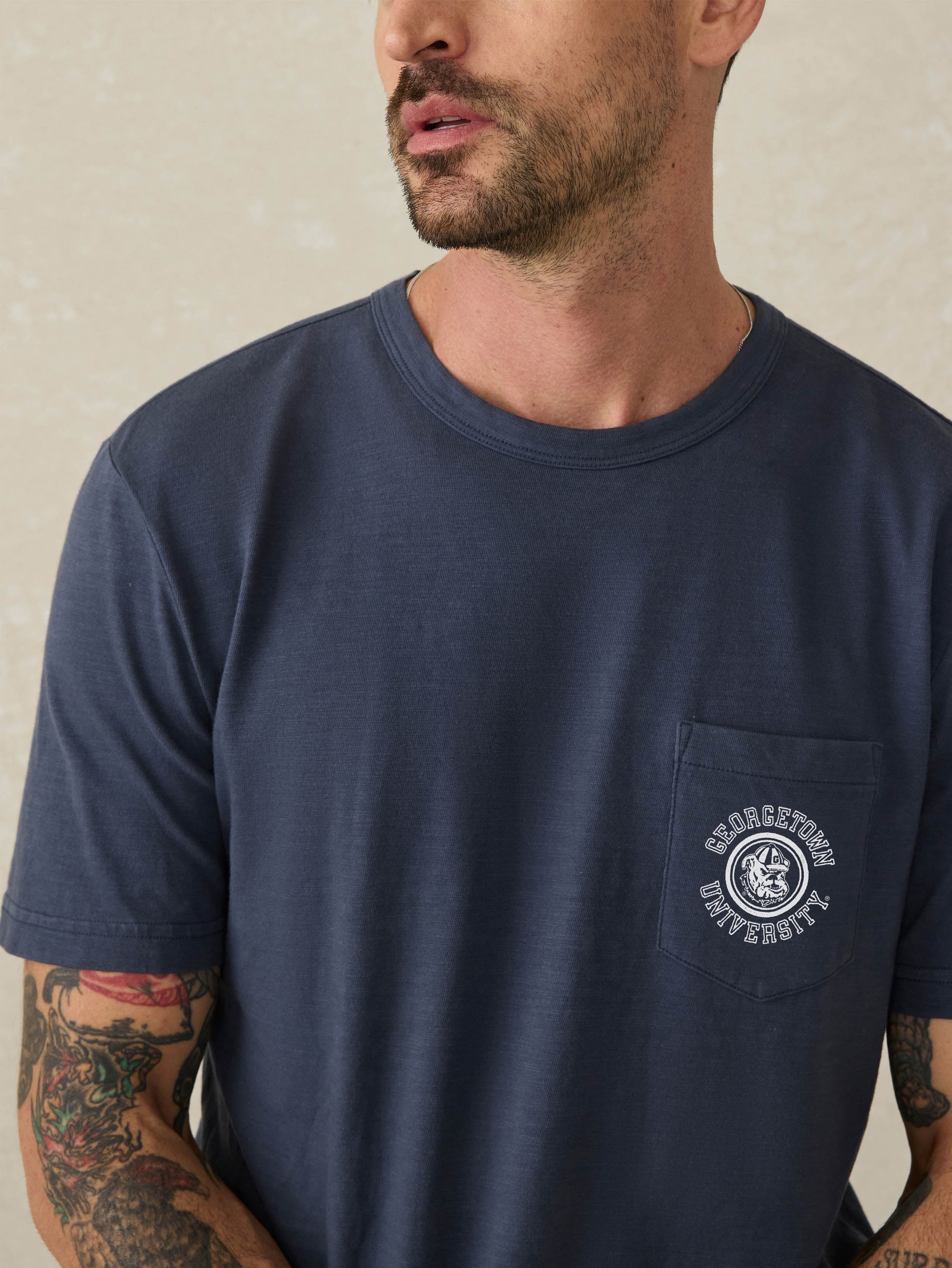 Georgetown Sunwashed Pocket Tee - Dune Navy | Faherty Brand