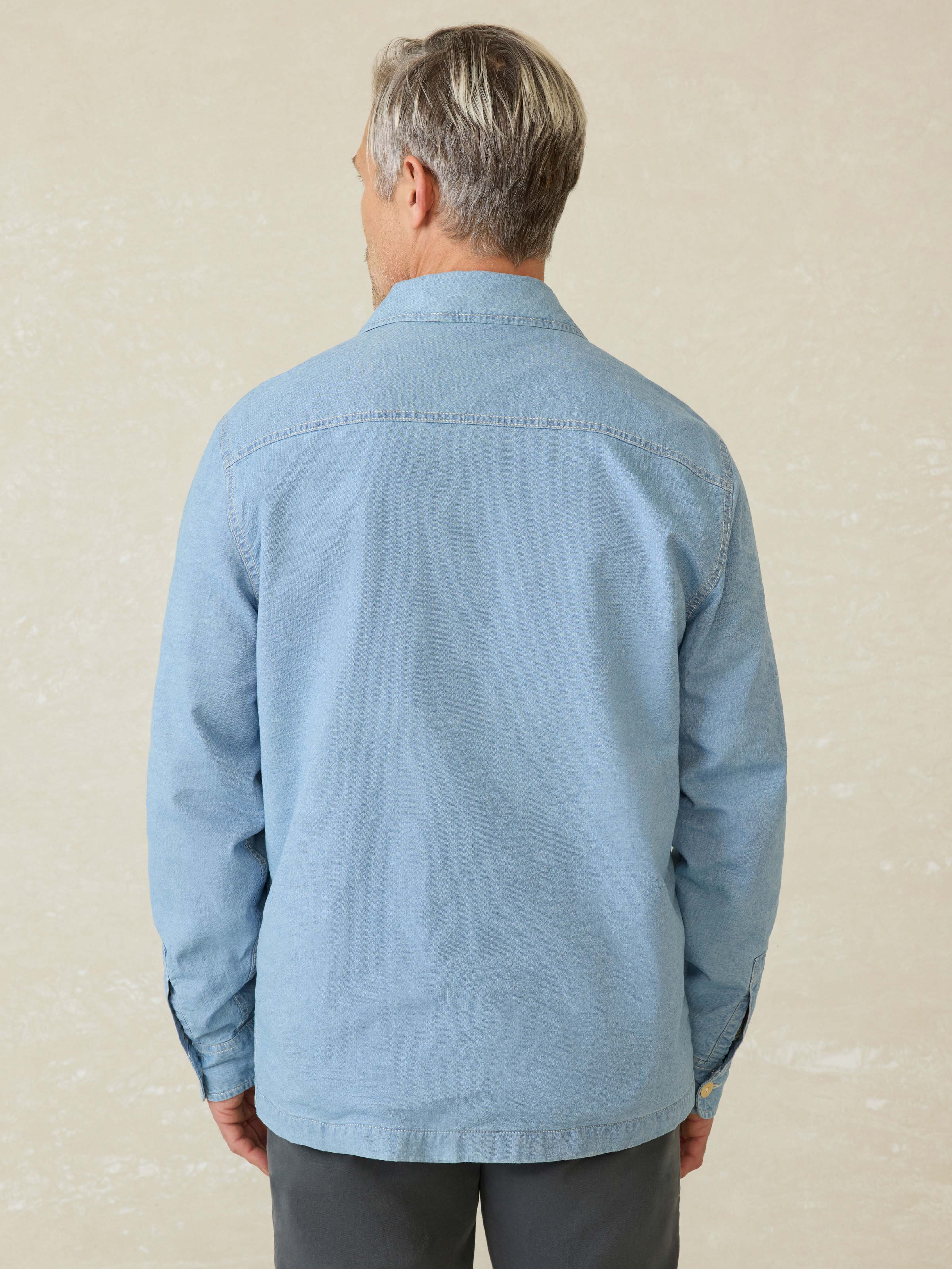 Indigo Herringbone Shirt Jacket - Blue Haven Wash | Faherty Brand