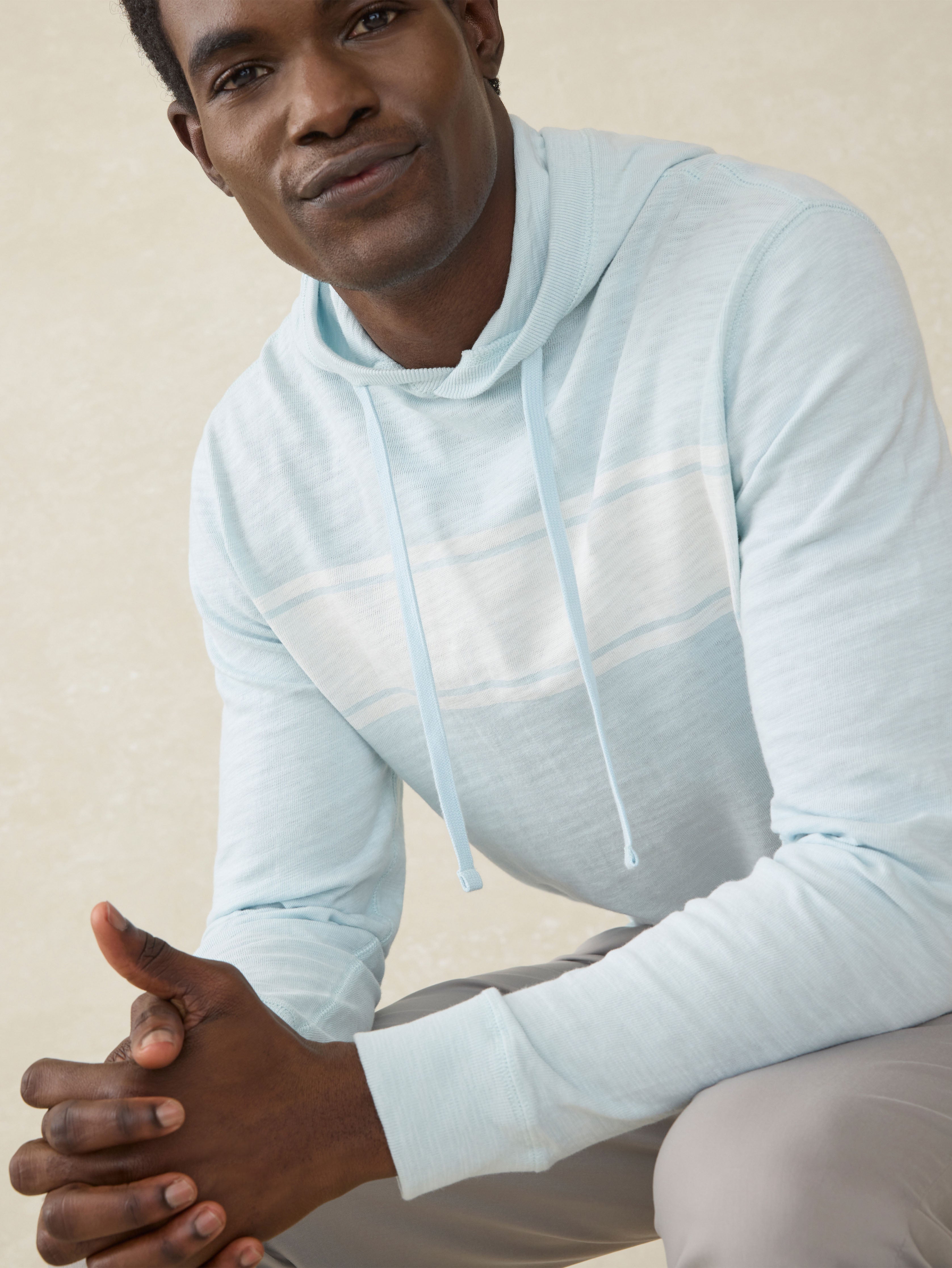 Sunwashed Slub Hoodie - Sky Surf Stripe | Faherty Brand