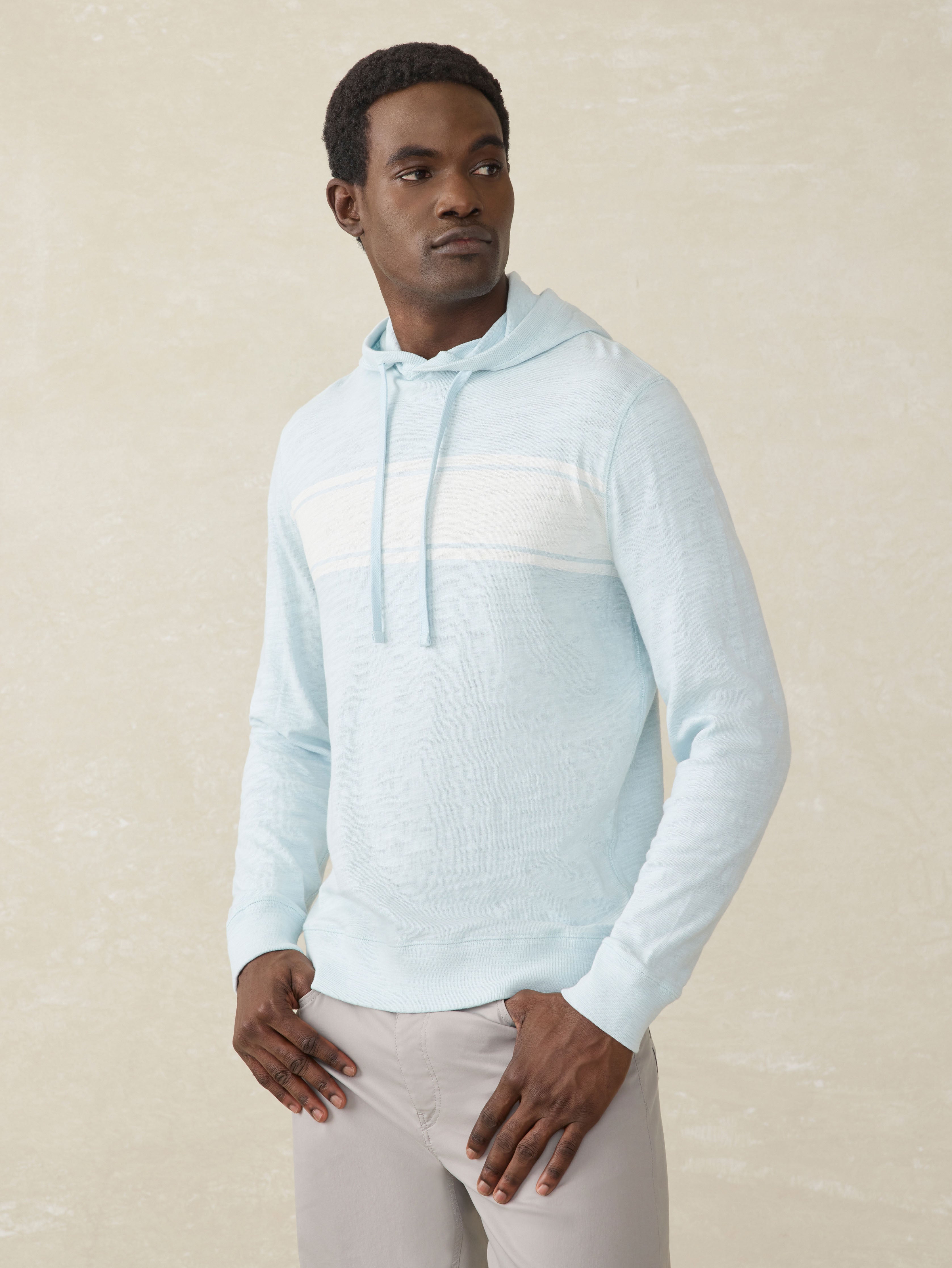 Sunwashed Slub Hoodie - Sky Surf Stripe | Faherty Brand