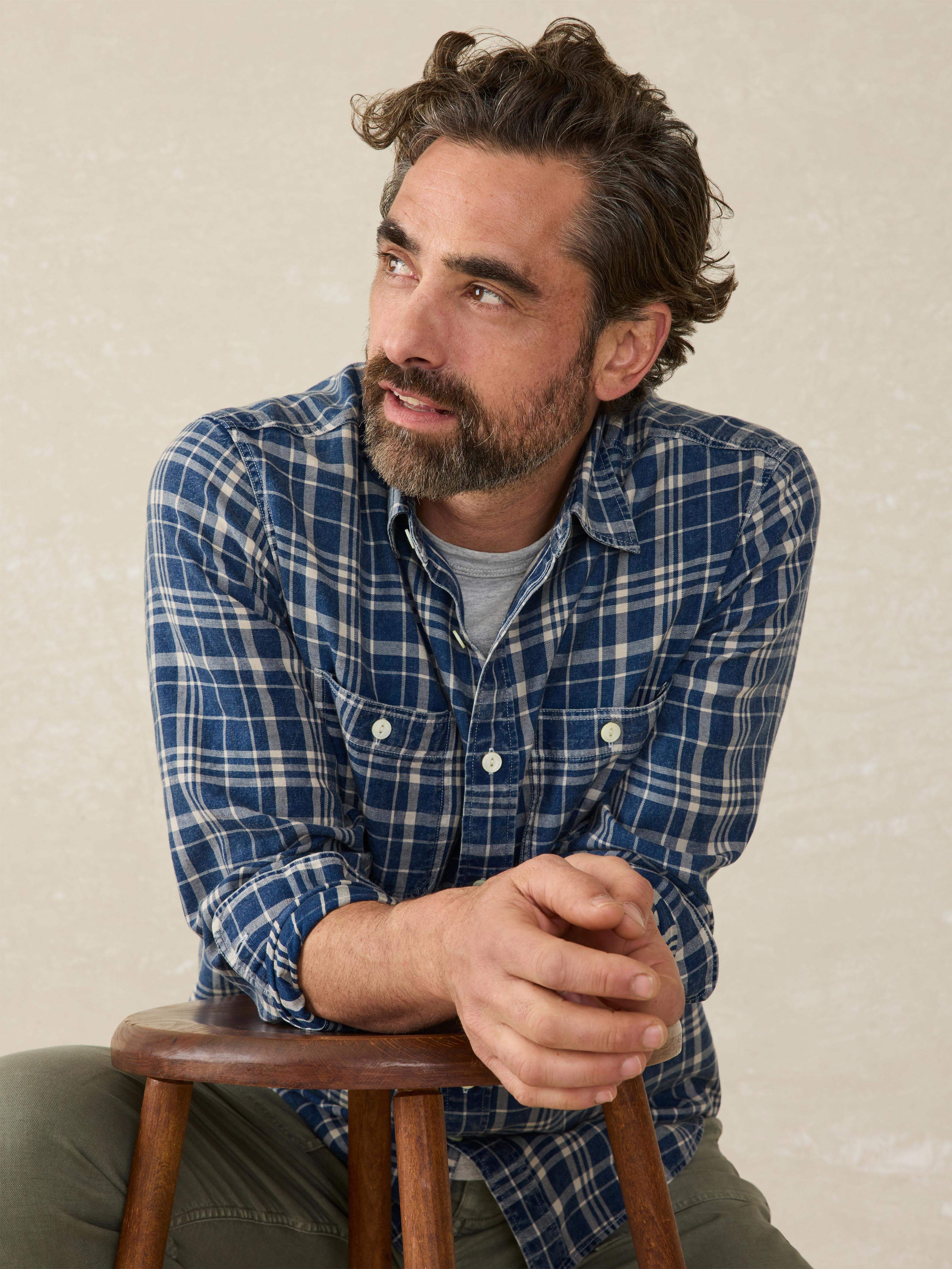 Tried & True Chambray Workshirt - Bar Harbor Plaid | Faherty Brand