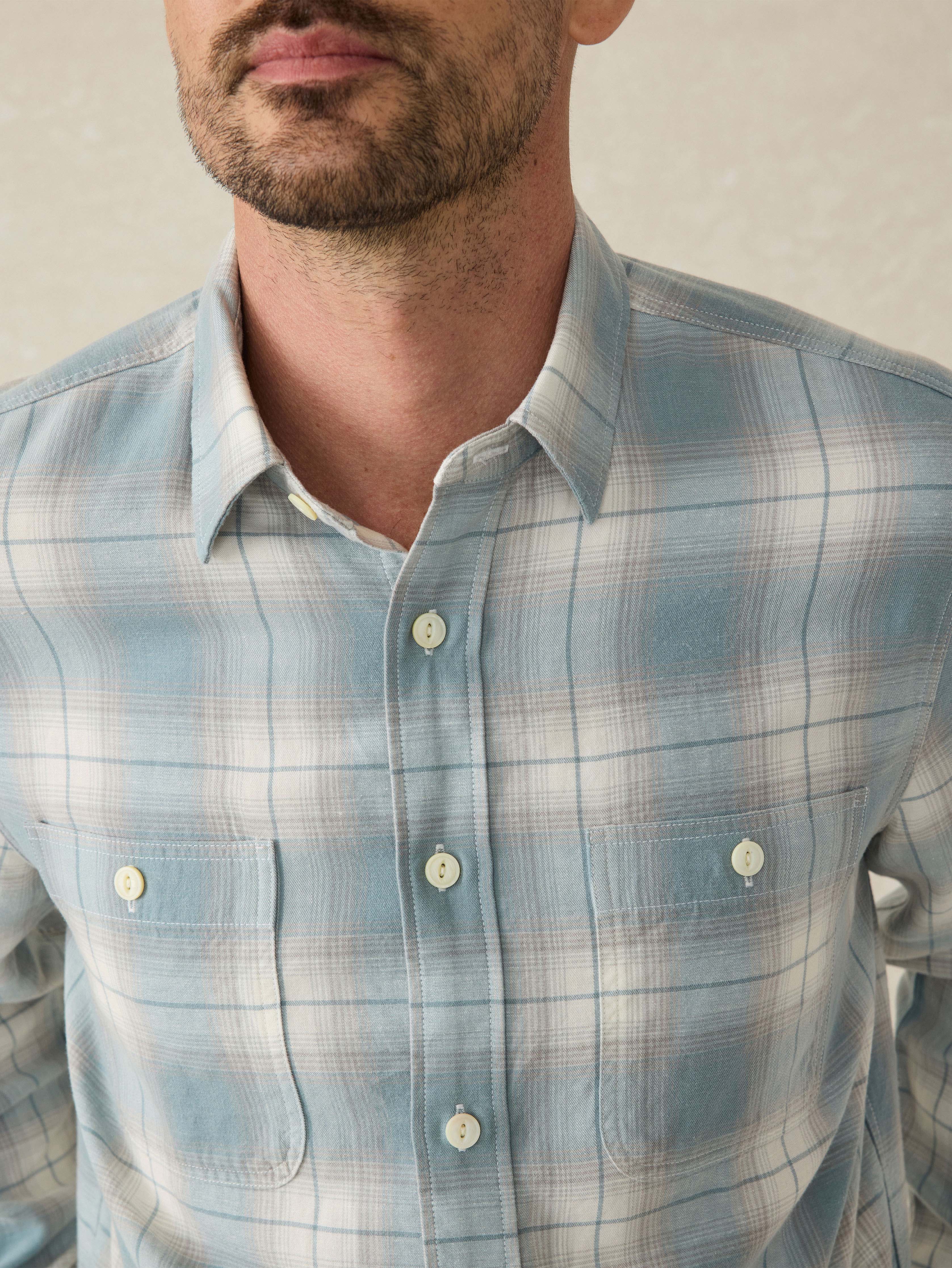 Tried & True Chambray Workshirt - Emerald Coast Plaid | Faherty Brand