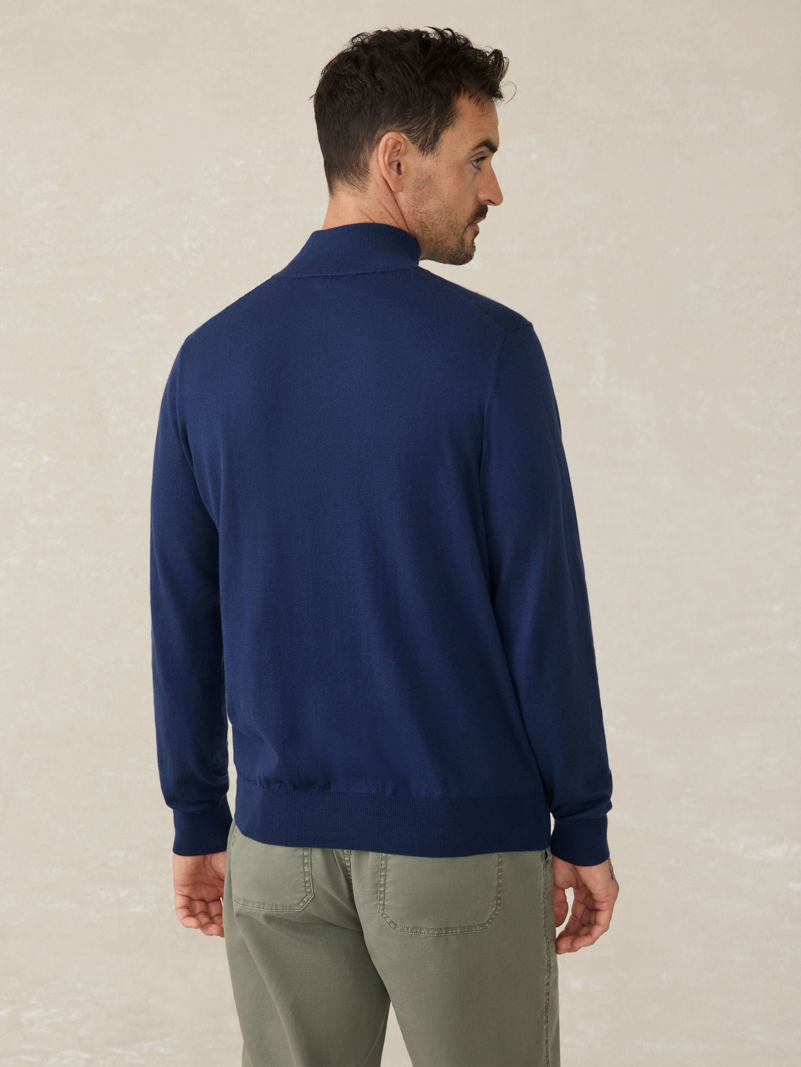 Movement™ Quarter Zip Sweater - Marine Navy Heather | Faherty Brand
