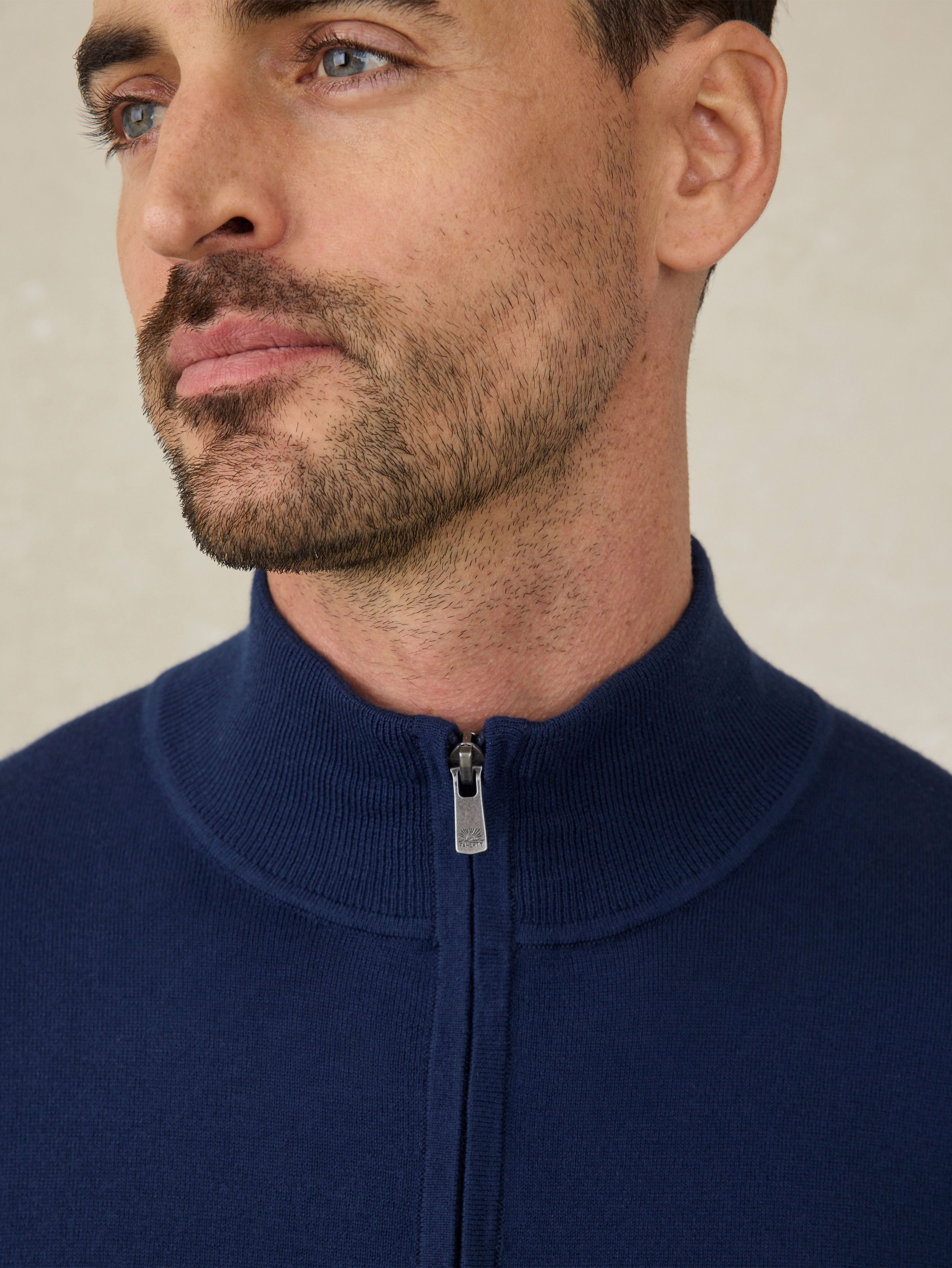Movement™ Quarter Zip Sweater - Marine Navy Heather | Faherty Brand