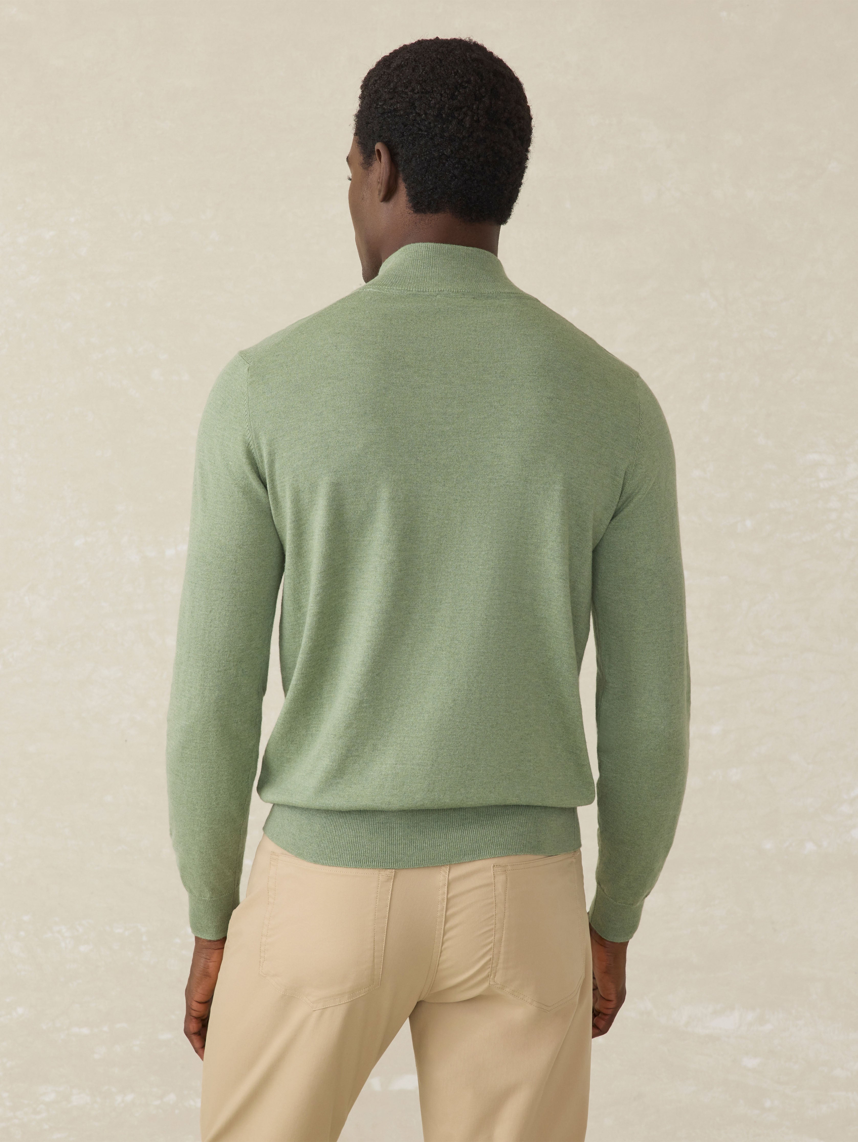 Movement™ Quarter Zip Sweater - Faded Leaf Melange | Faherty Brand