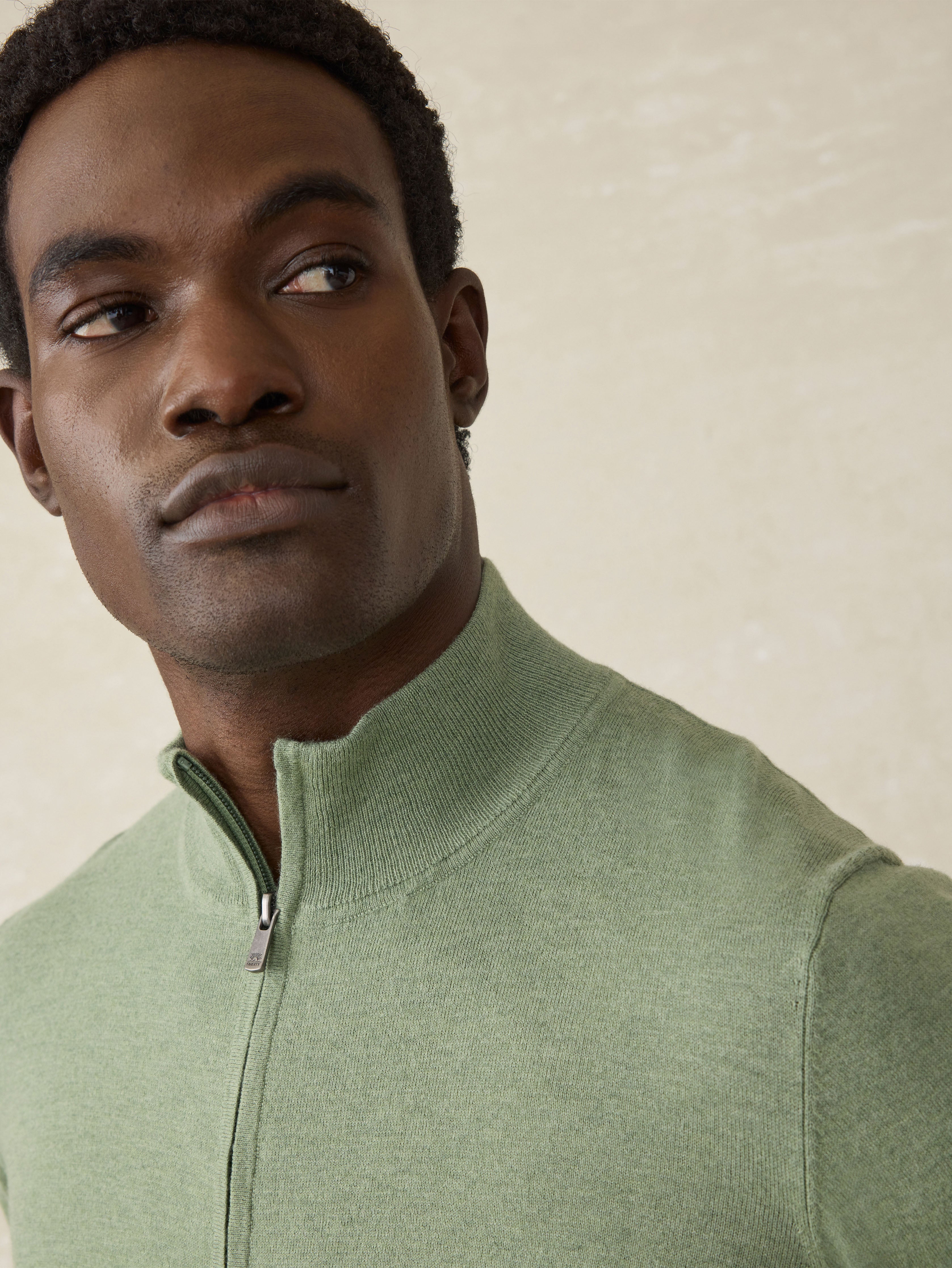 Movement™ Quarter Zip Sweater - Faded Leaf Melange | Faherty Brand