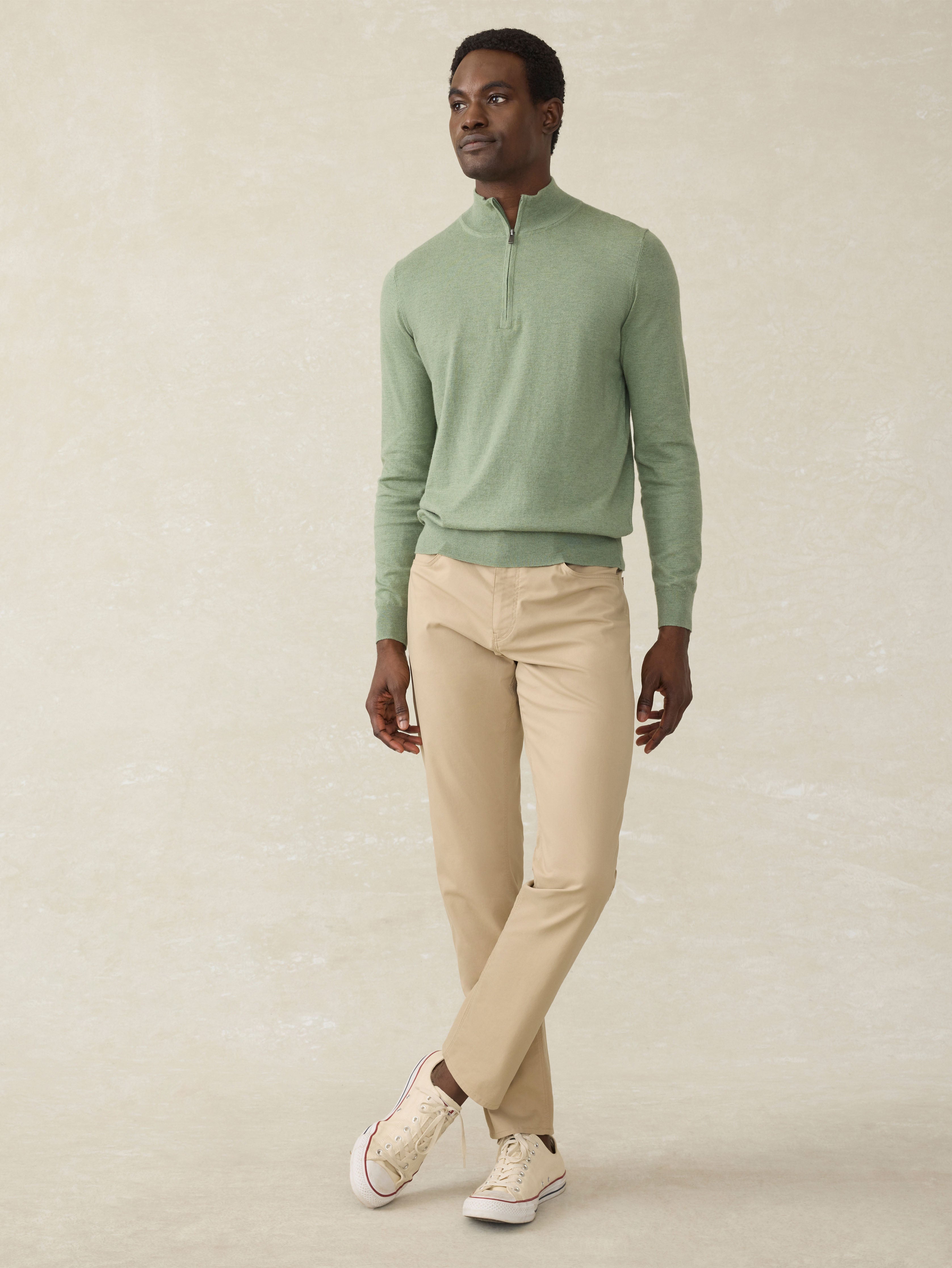 Movement™ Quarter Zip Sweater - Faded Leaf Melange | Faherty Brand