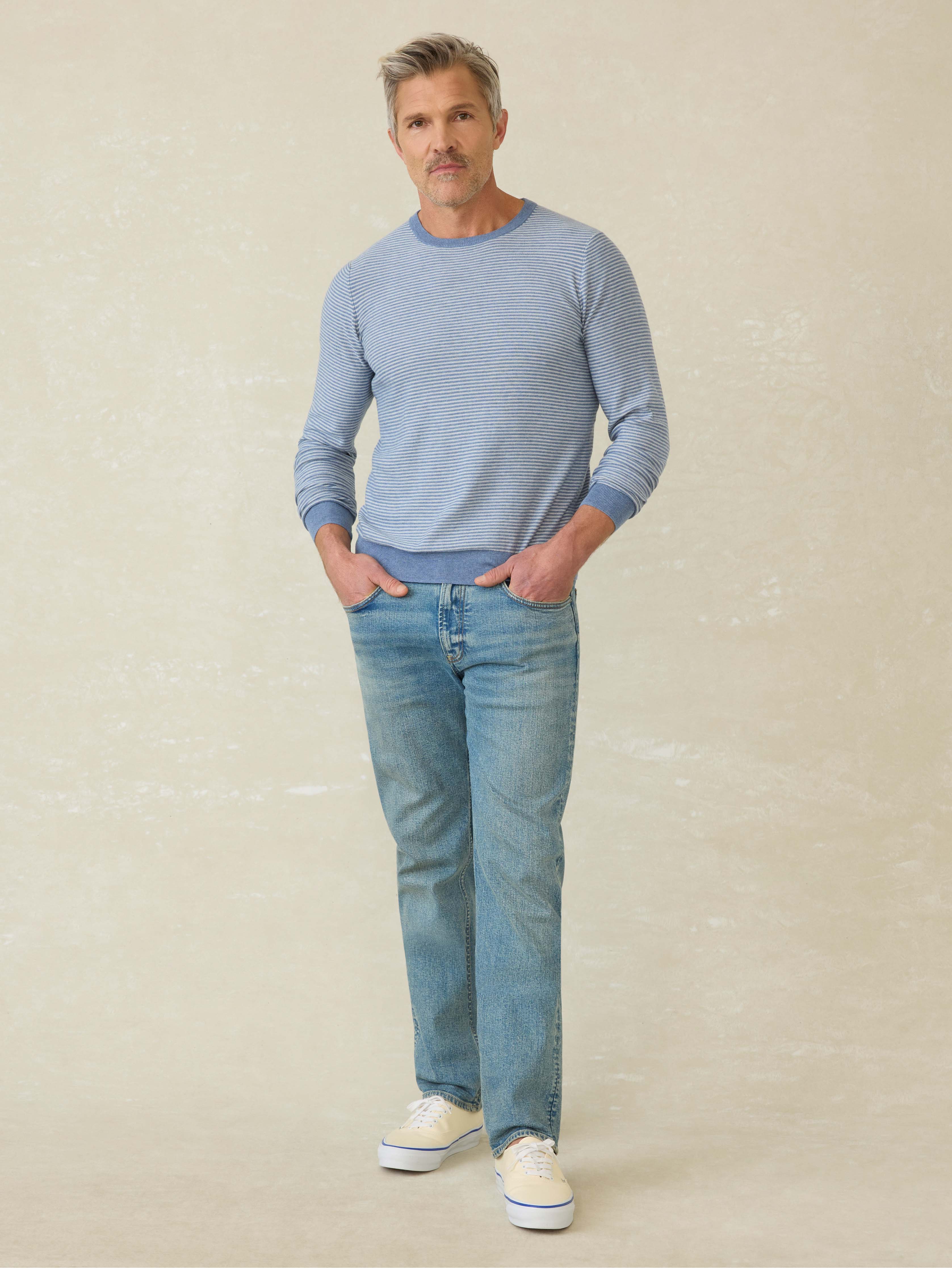 Movement™ Crewneck Sweater - Coastal Shore Stripe | Faherty Brand