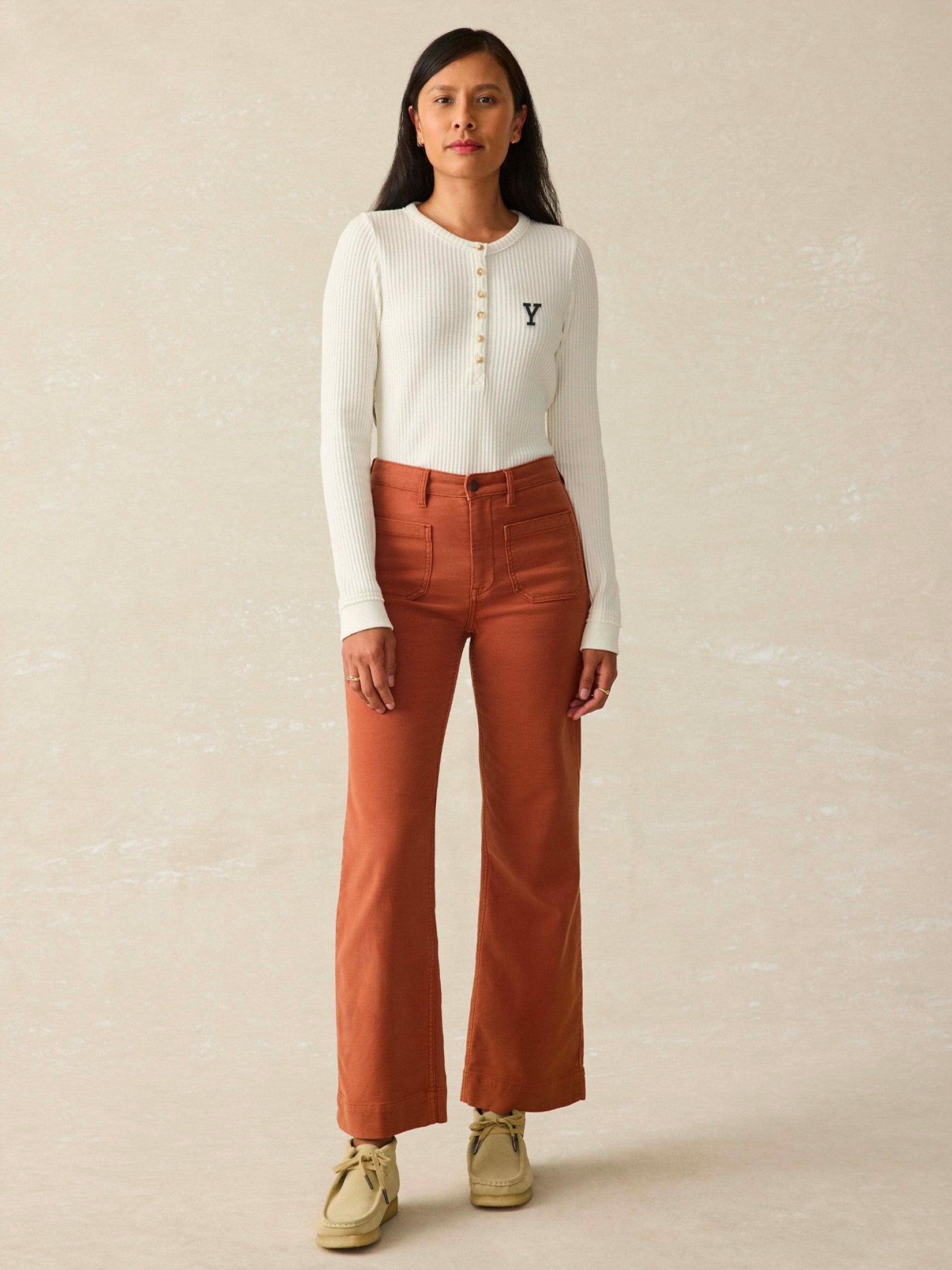 Yale Legend Apres Waffle Henley - Egret | Faherty Brand