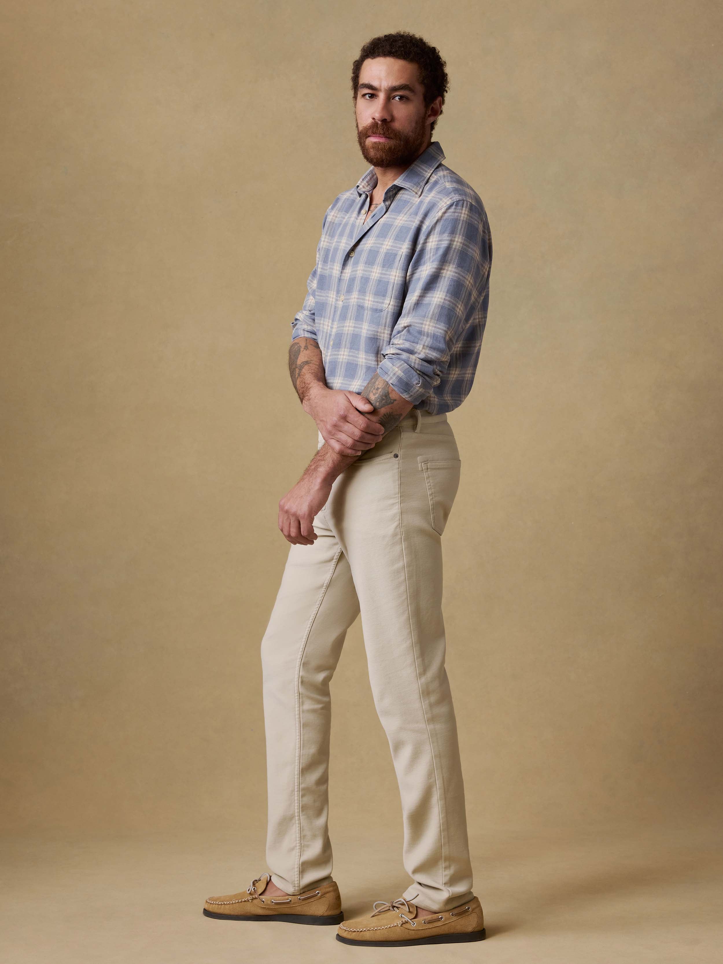 Stretch Terry 5-Pocket Pant - Stone | Faherty Brand