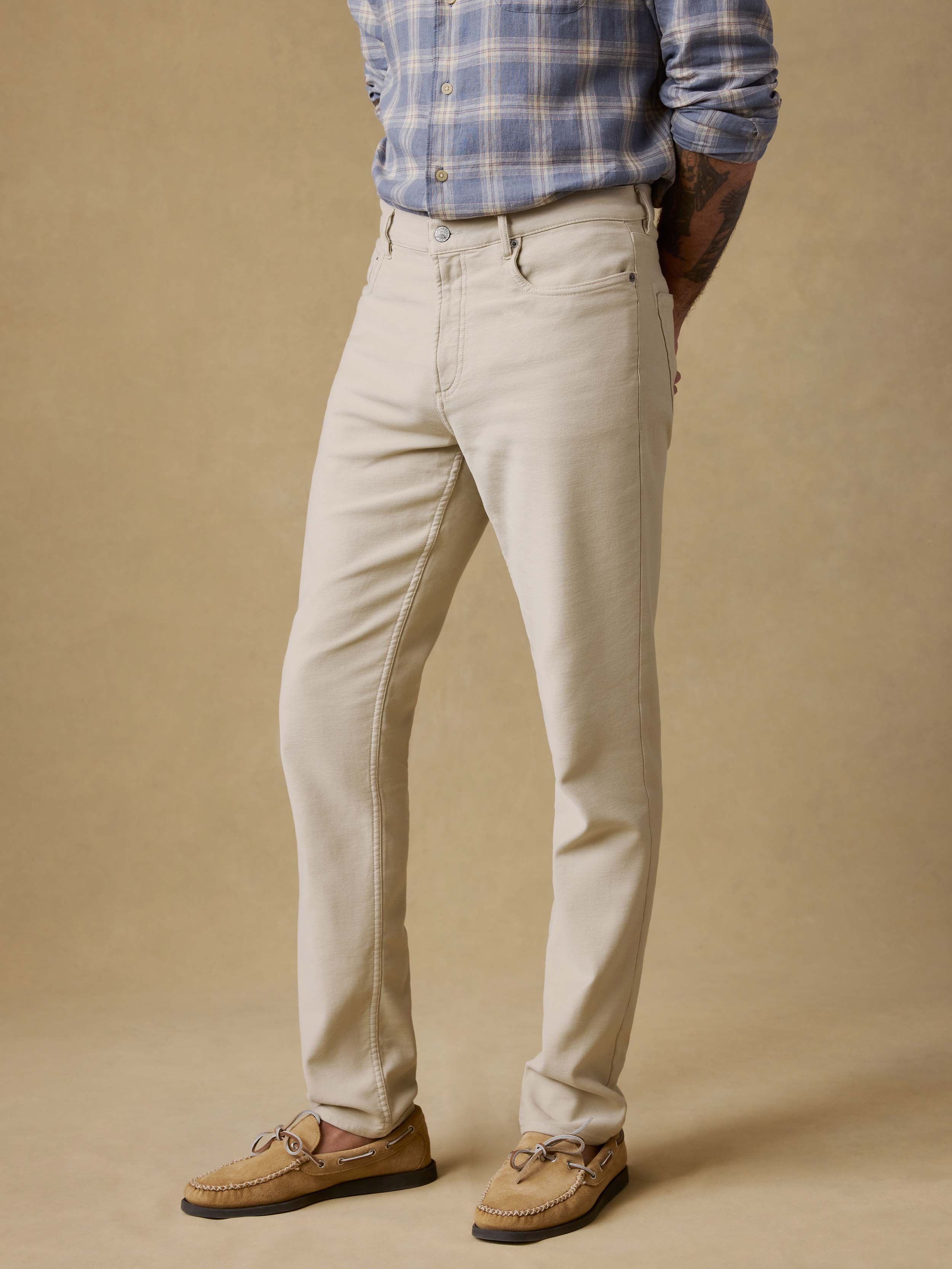Stretch Terry 5-Pocket Pant - Stone | Faherty Brand