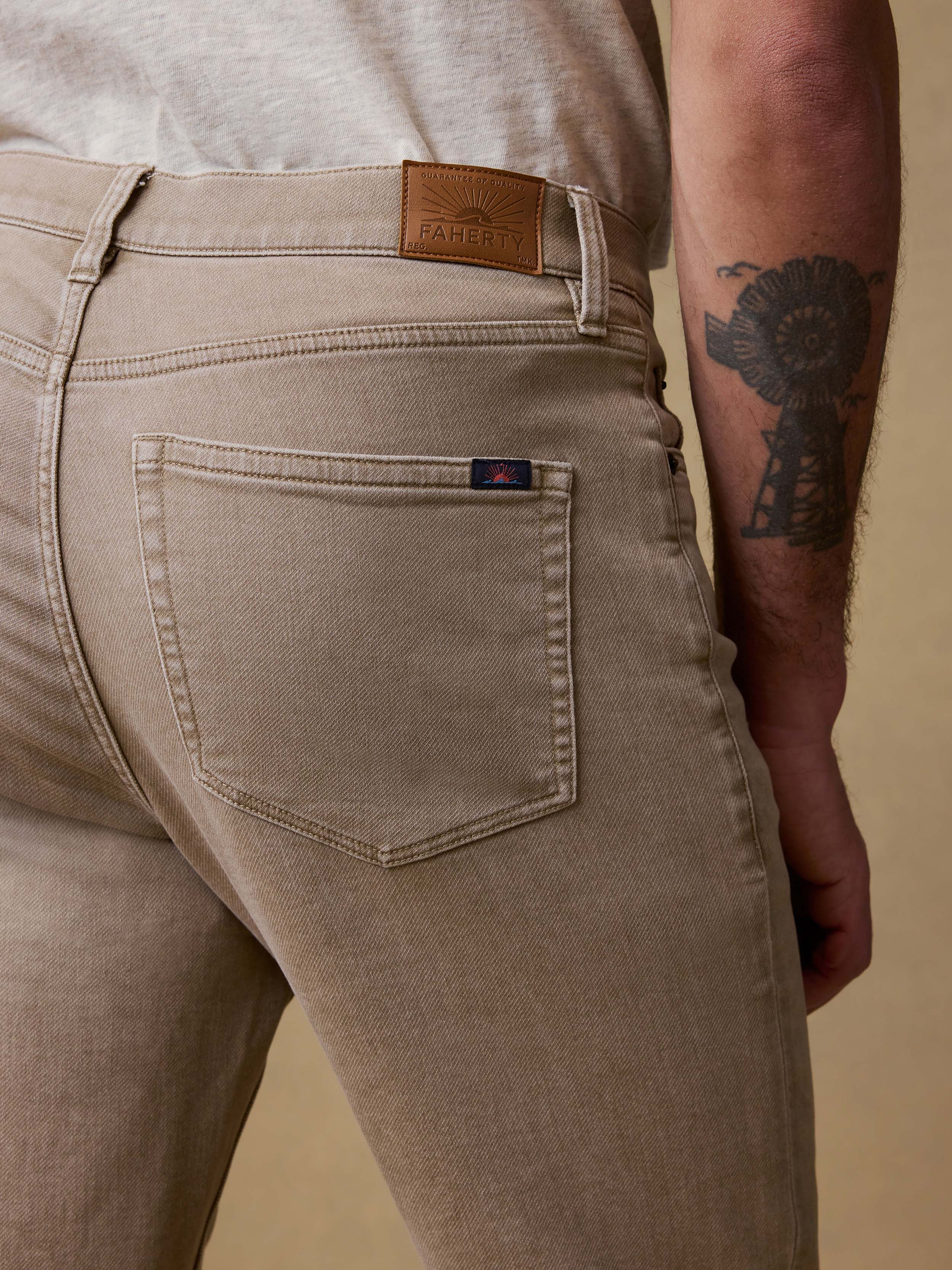 Stretch Terry 5-Pocket Pant - Desert Khaki | Faherty Brand