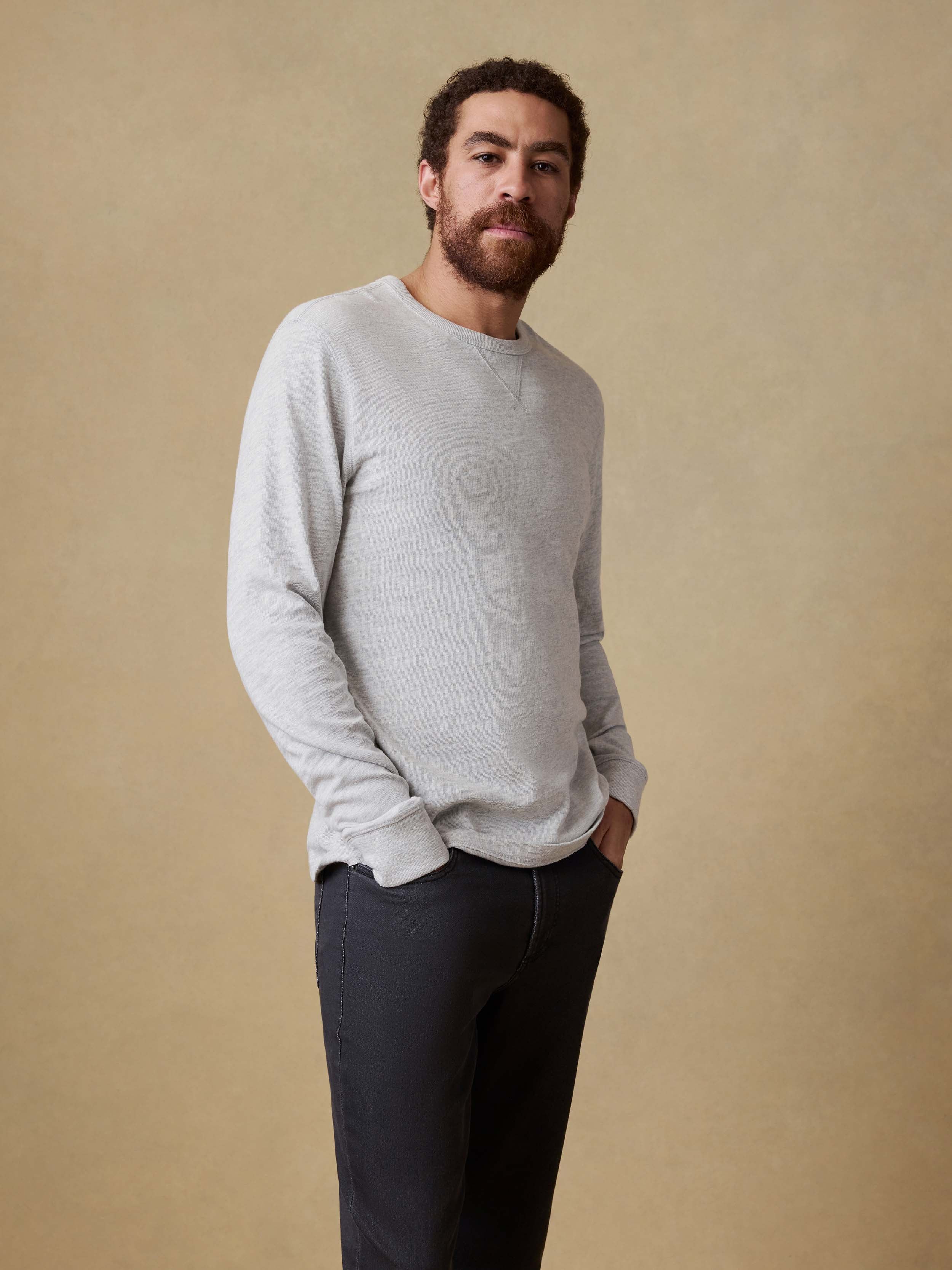 Sunwashed Organic Crew - Light Grey Heather | Faherty Brand